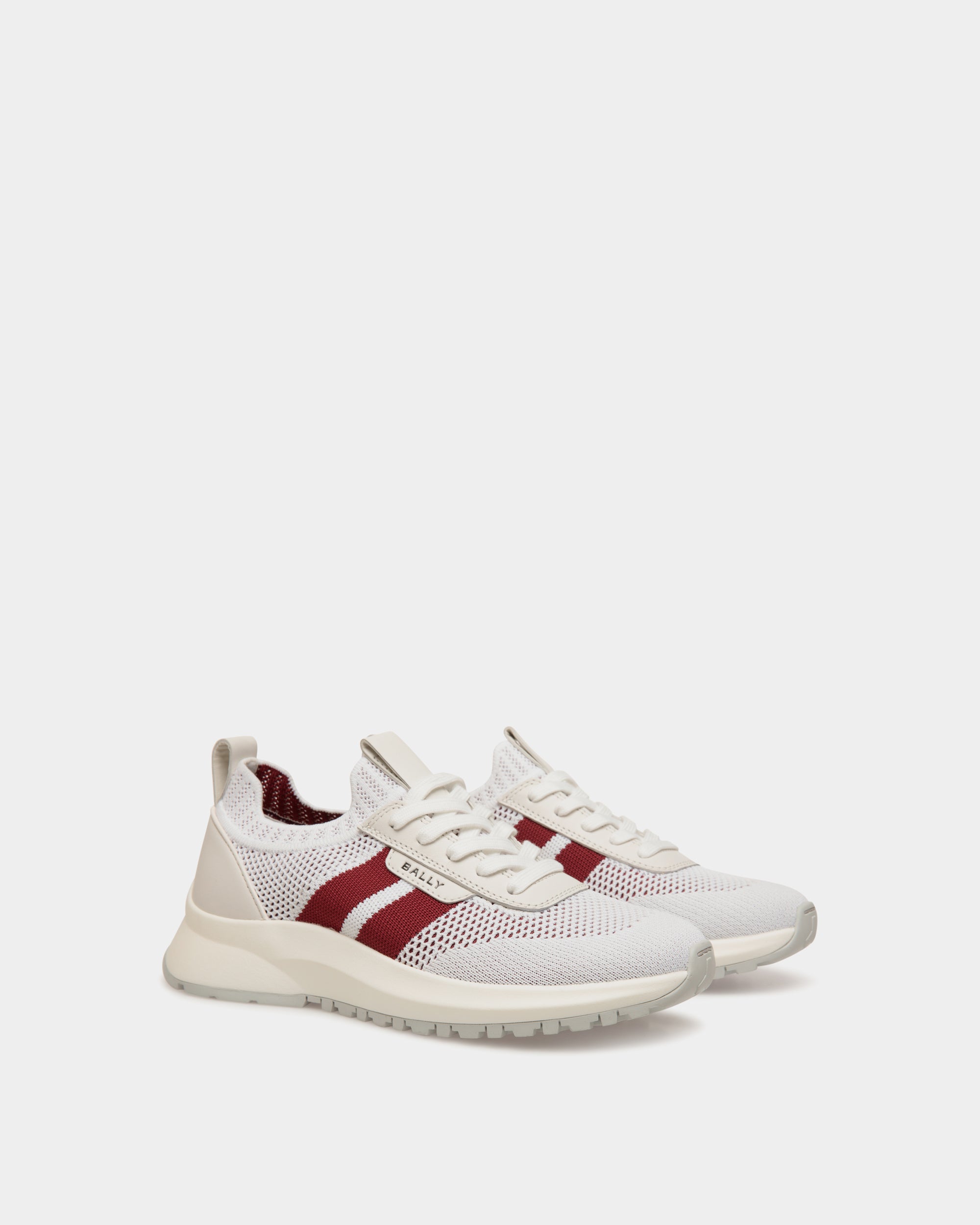 Sneaker Outline En Maille Blanche Et Rouge - Femme - Bally - 02