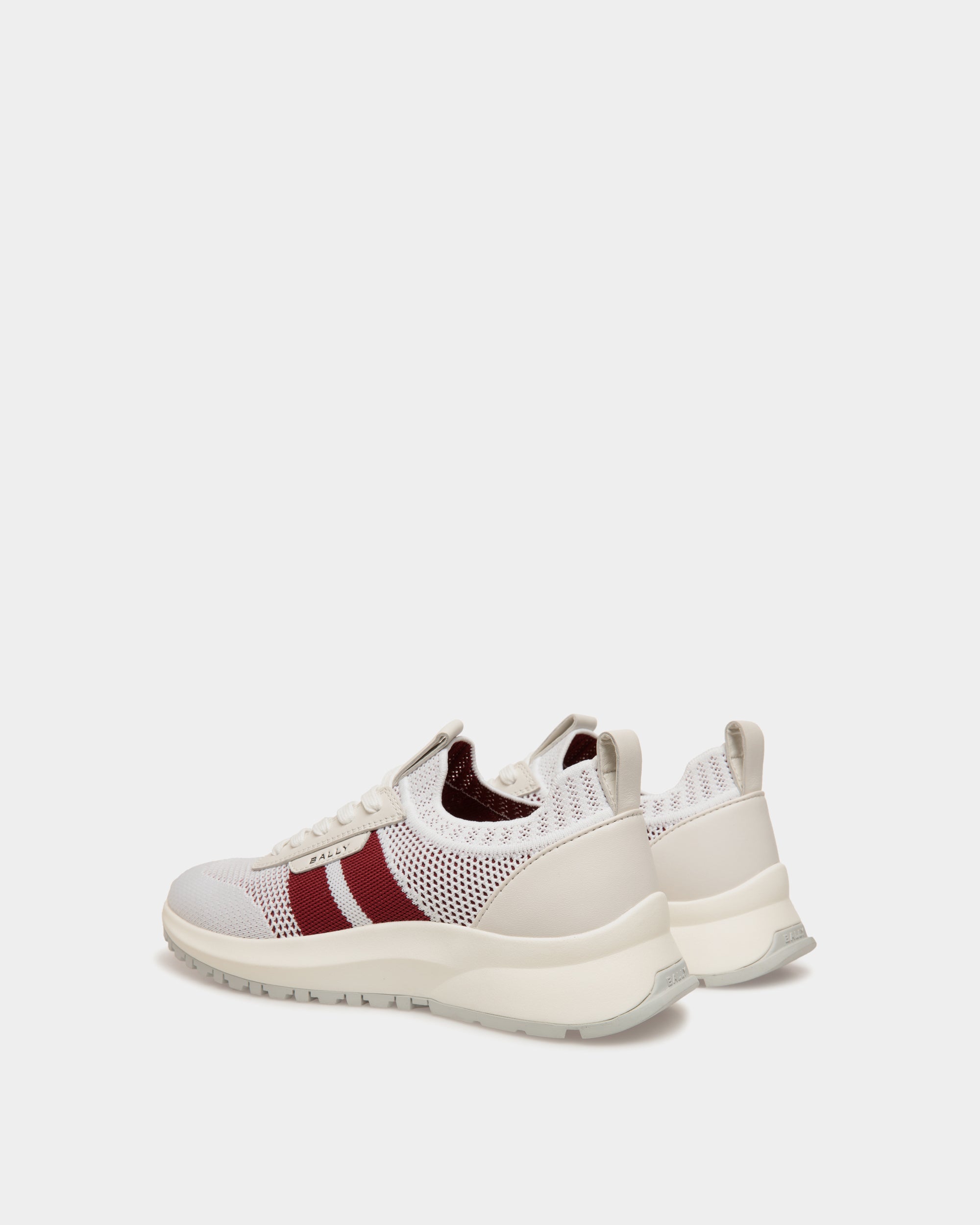 Sneaker Outline En Maille Blanche Et Rouge - Femme - Bally - 03