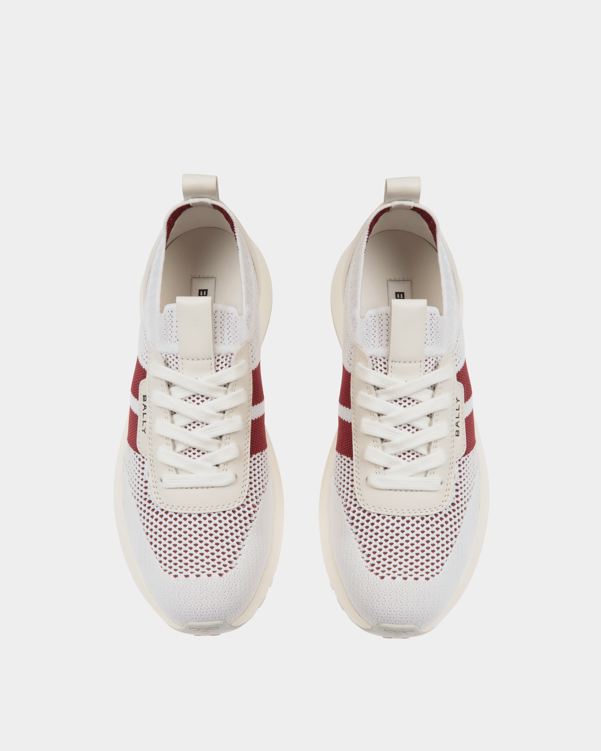 Sneaker Outline En Maille Blanche Et Rouge - Femme - Bally - 04