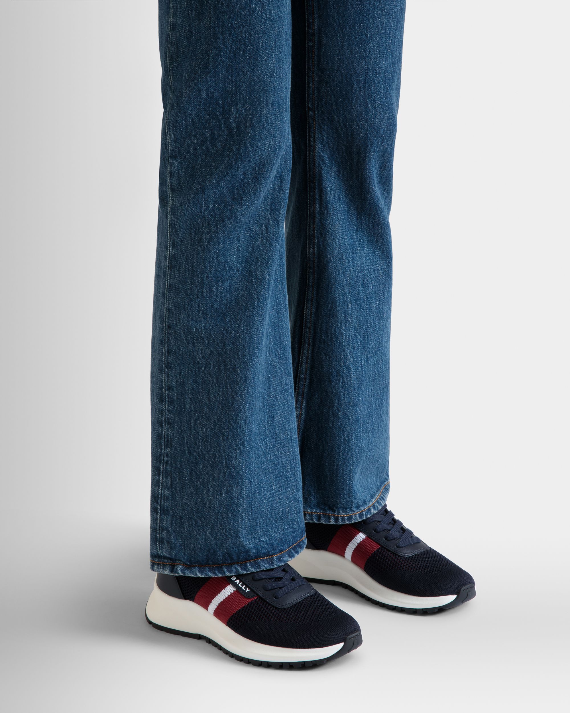 Sneaker Outline En Maille Navy Blue - Femme - Bally - 02