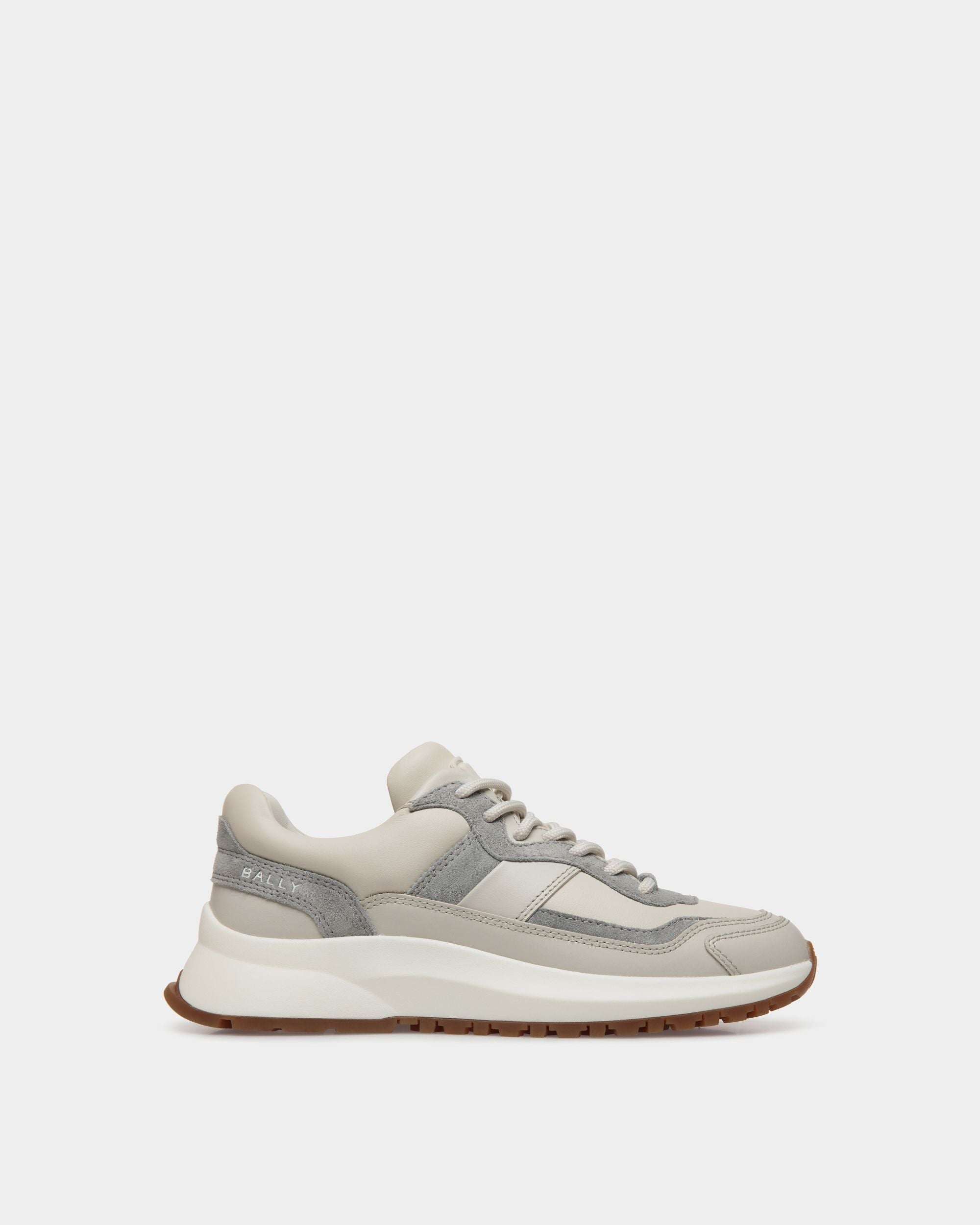 Sneaker Outline En Cuir Dusty White Et Light Grey - Femme - Bally - 01