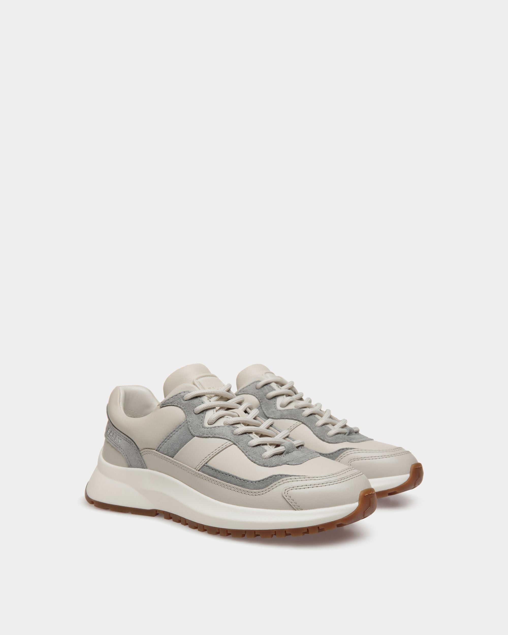 Sneaker Outline En Cuir Dusty White Et Light Grey - Femme - Bally - 03