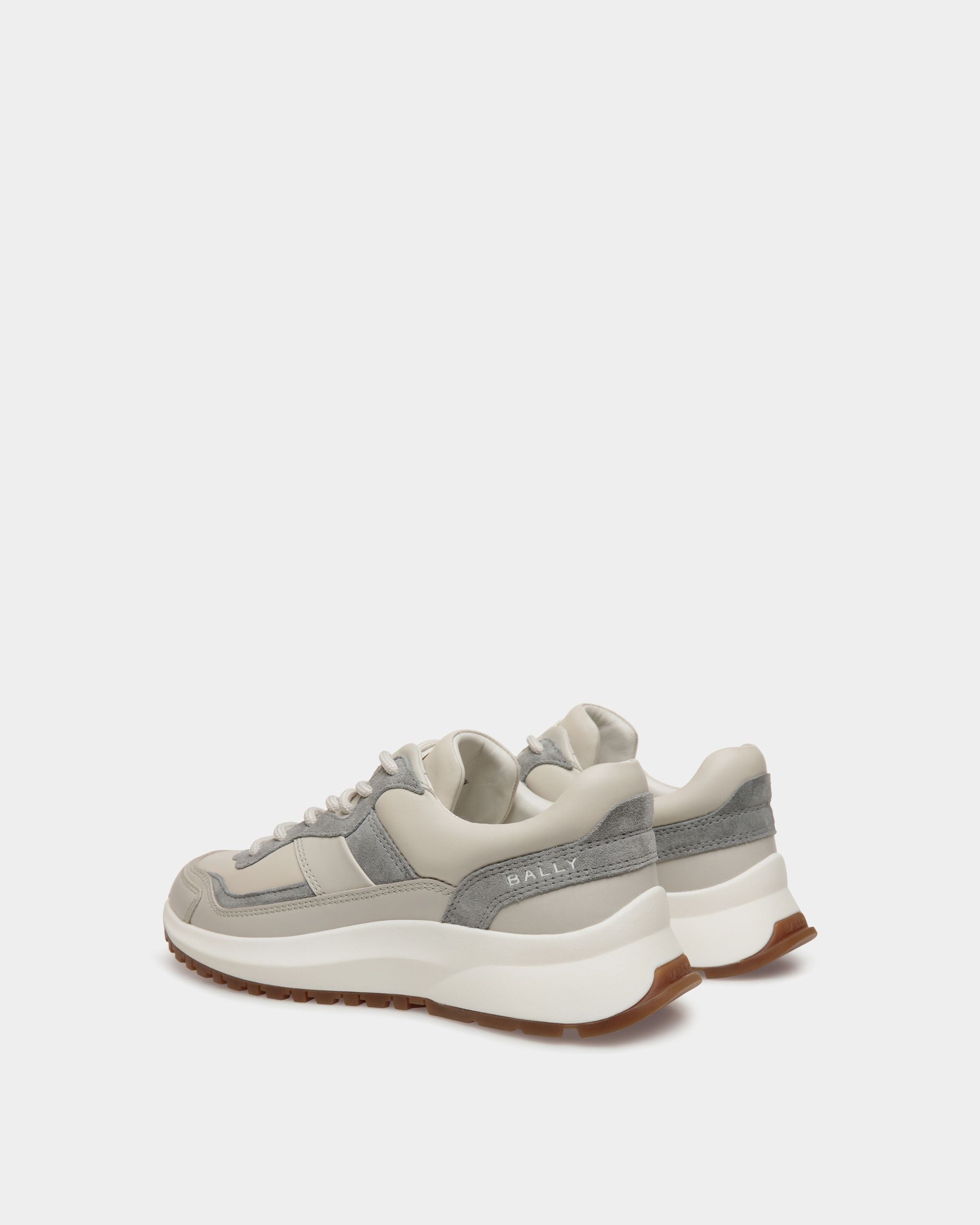 Sneaker Outline En Cuir Dusty White Et Light Grey - Femme - Bally - 04