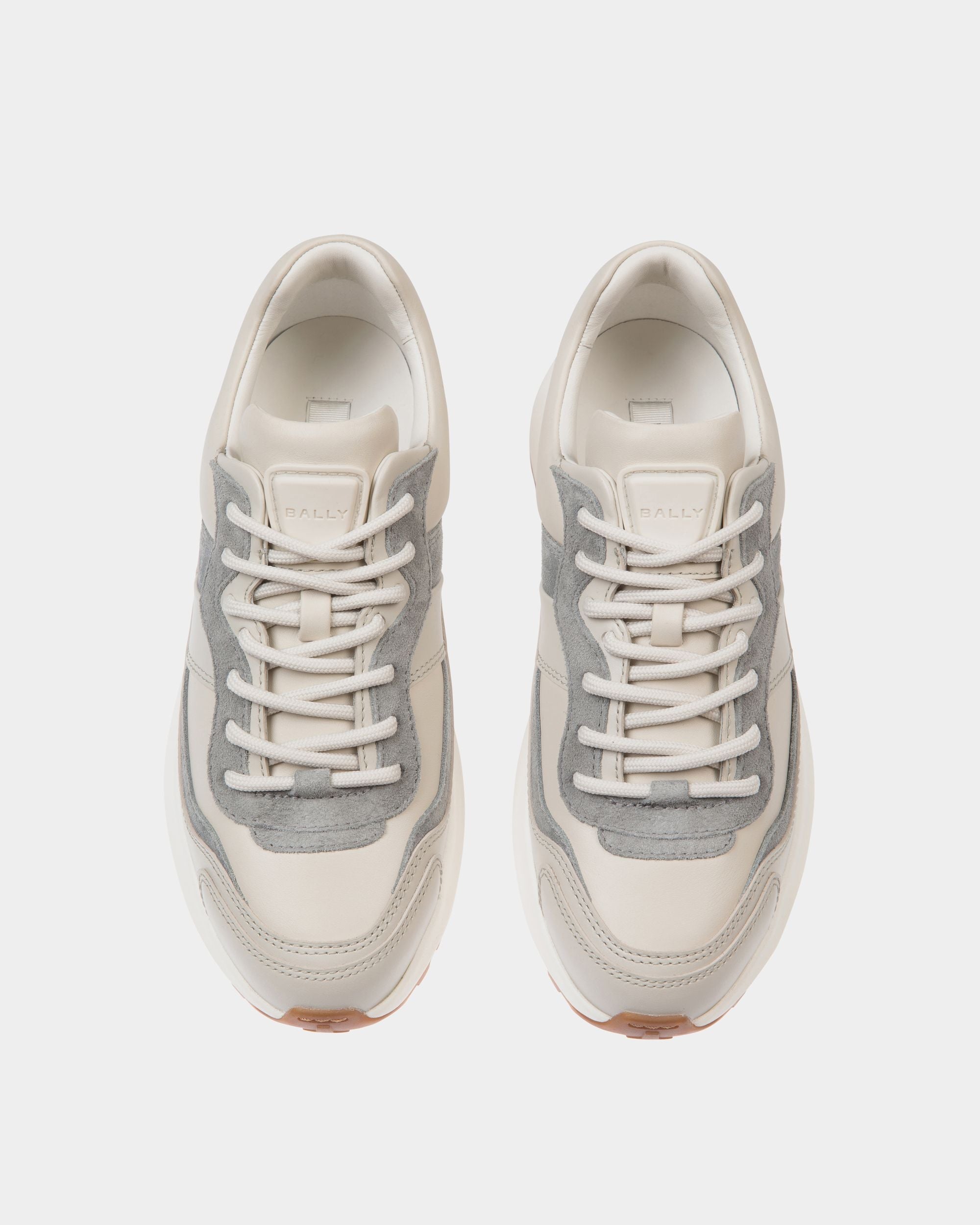 Sneaker Outline En Cuir Dusty White Et Light Grey - Femme - Bally - 05