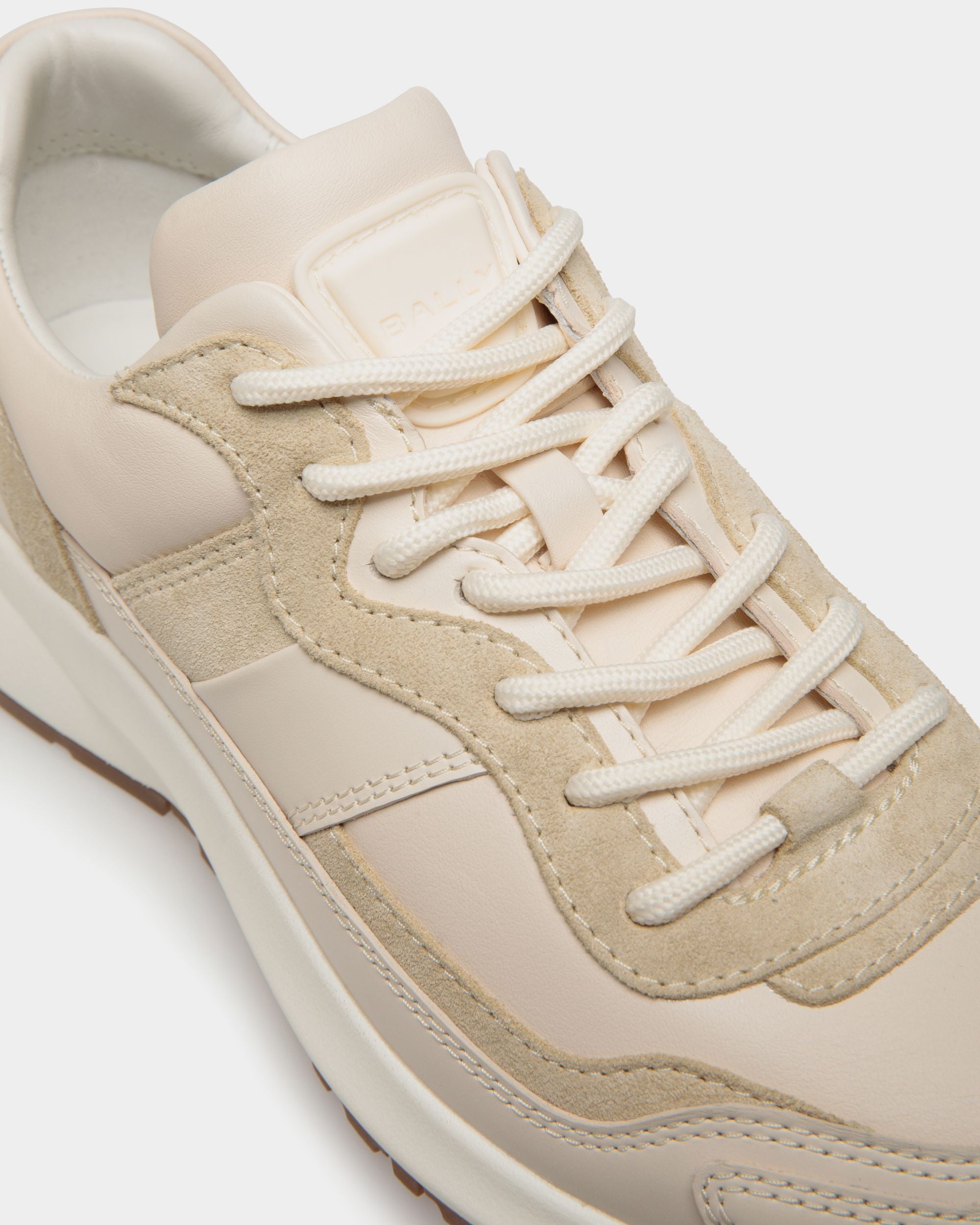 Sneaker Outline En Cuir Ivoire Et Champagne - Femme - Bally - 05