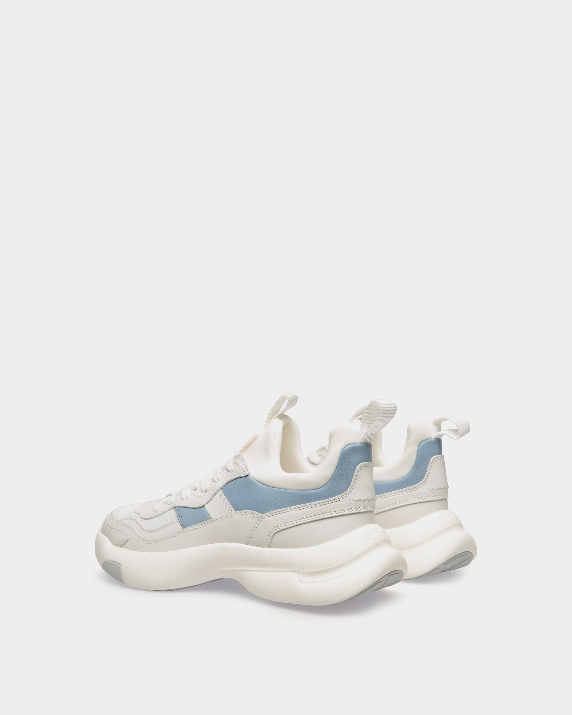 Dune Sneaker in White and Light Blue Leather - Damen - Bally - 03