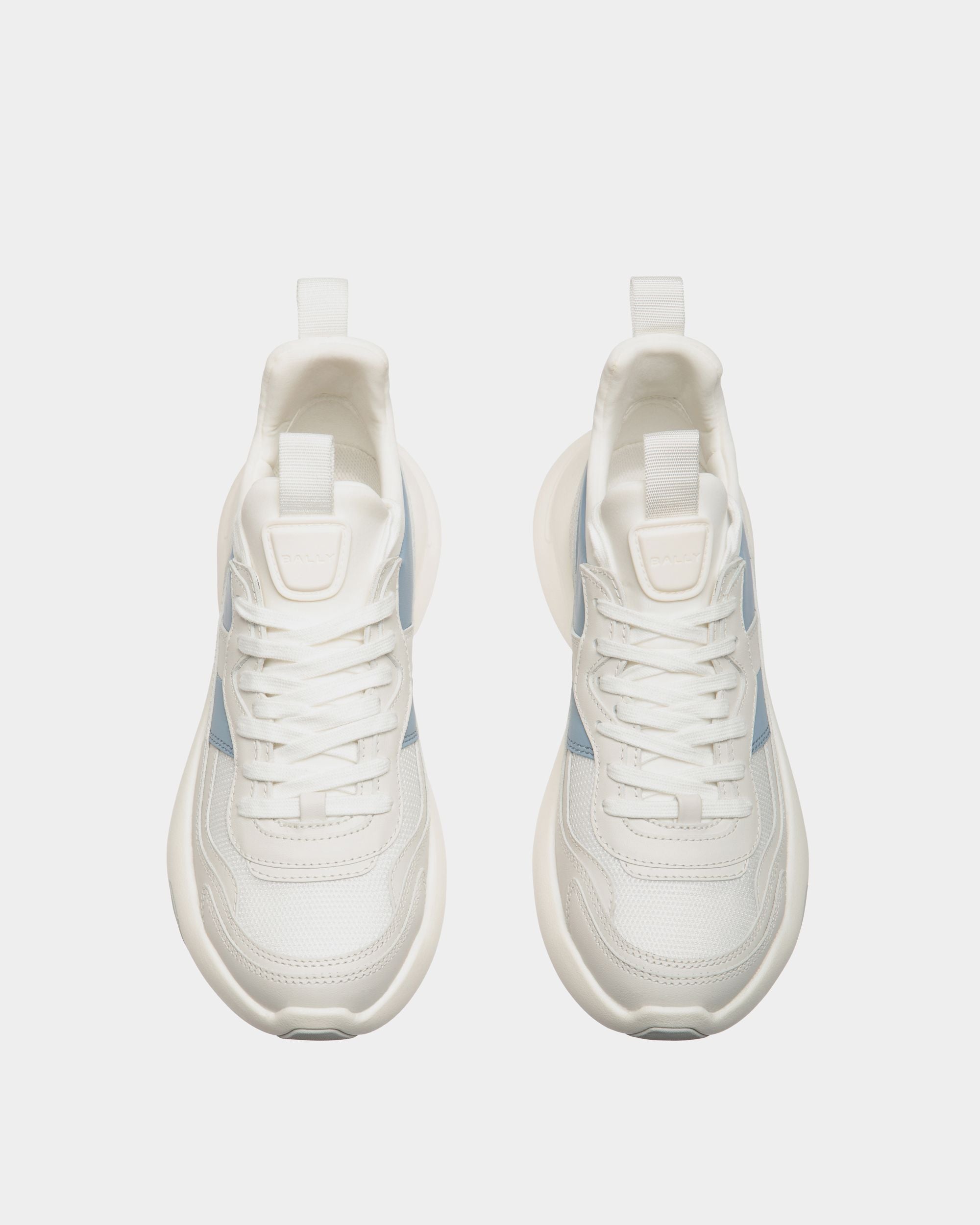 Dune Sneaker in White and Light Blue Leather - Damen - Bally - 04