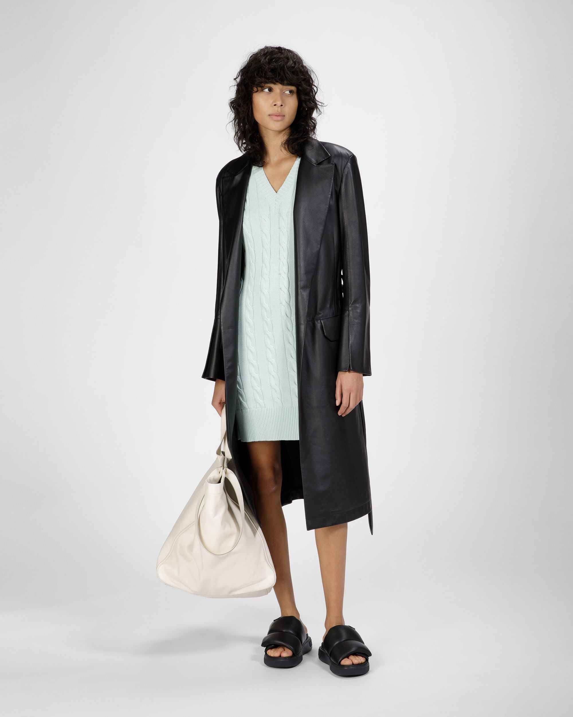 Baumwollkleid Mit Zopfmuster In Hellblau - Damen - Bally - 01