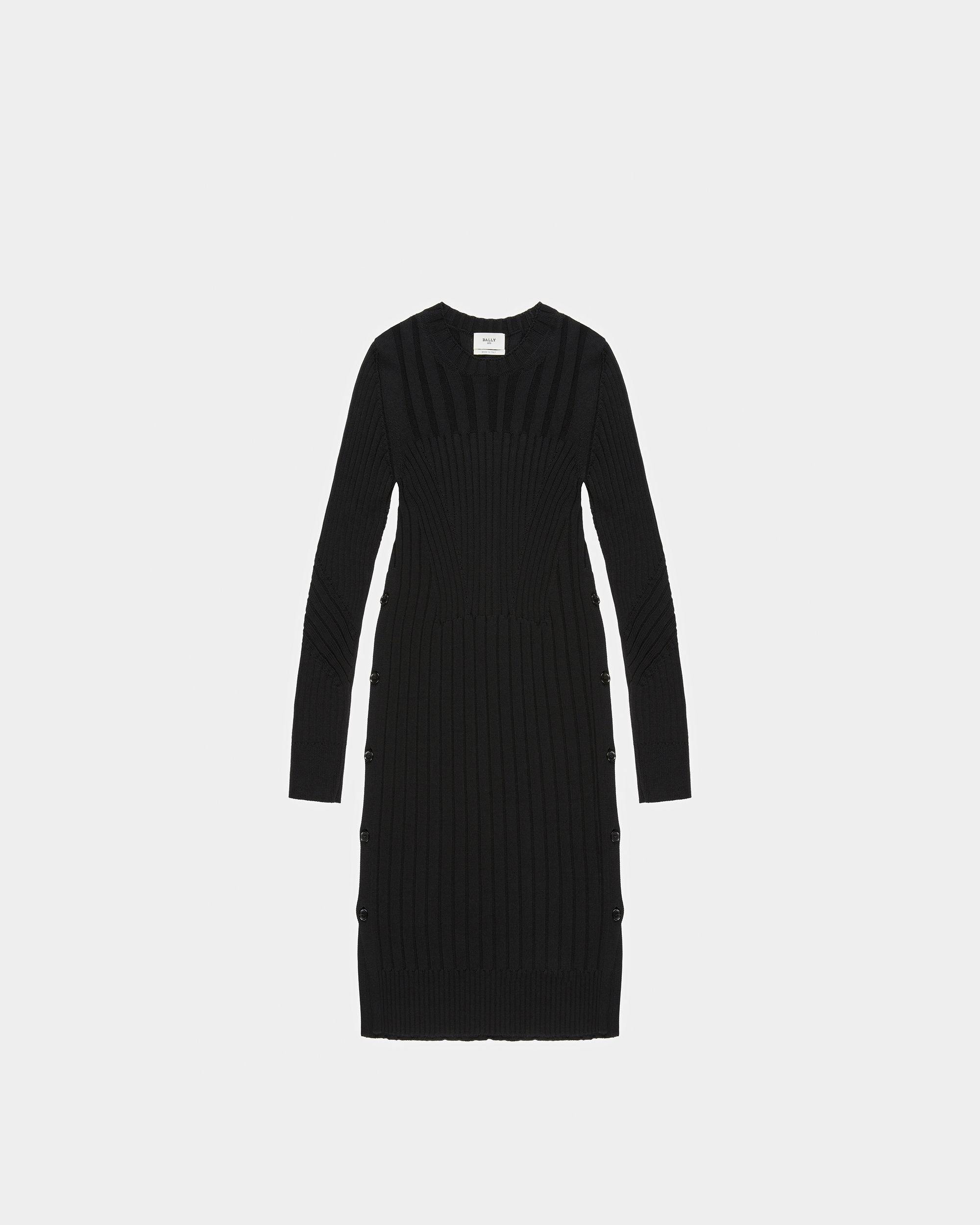 Robe En Maille De Coton Et De Soie Noire Mélangée - Femme - Bally - 01