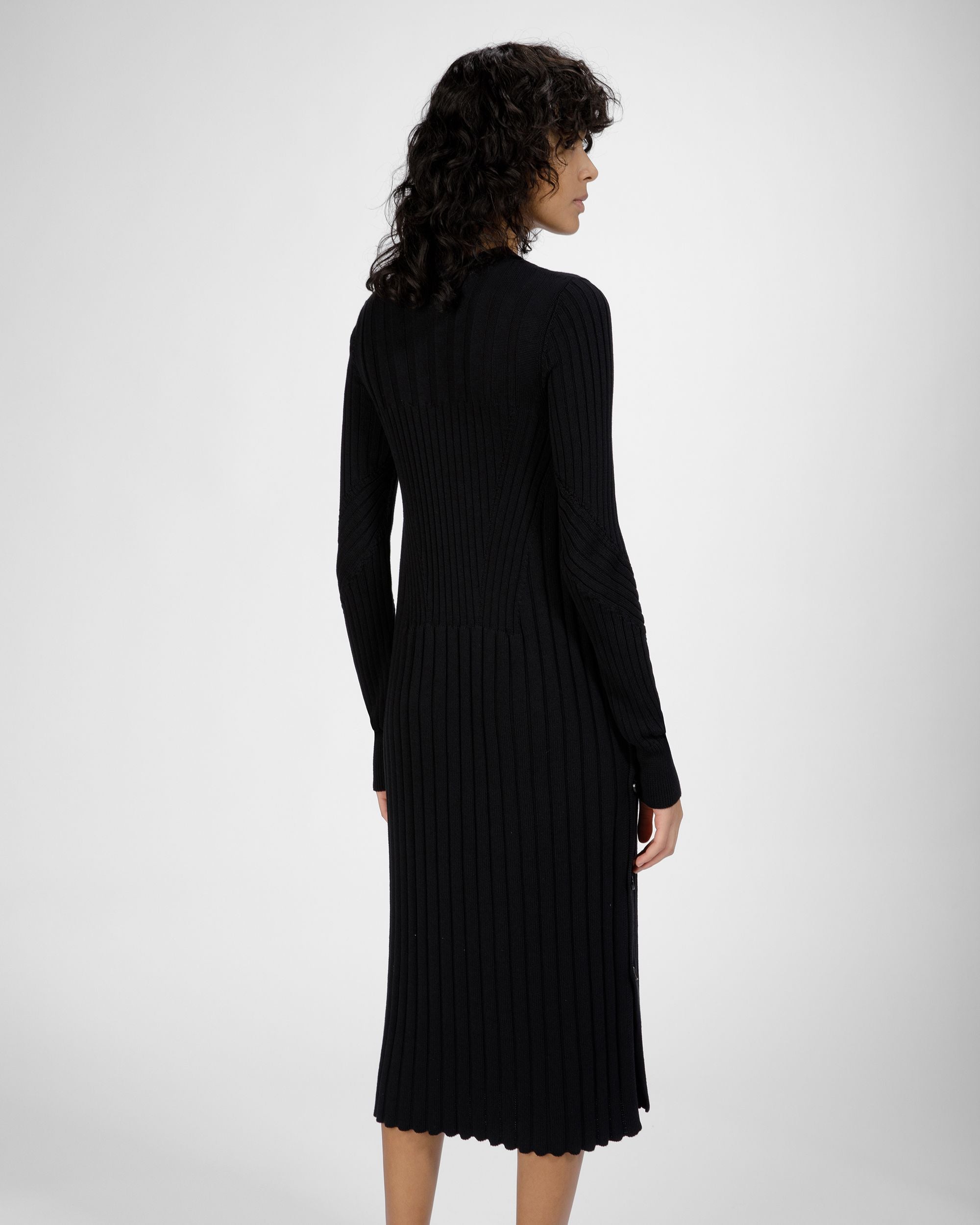 Robe En Maille De Coton Et De Soie Noire Mélangée - Femme - Bally - 02