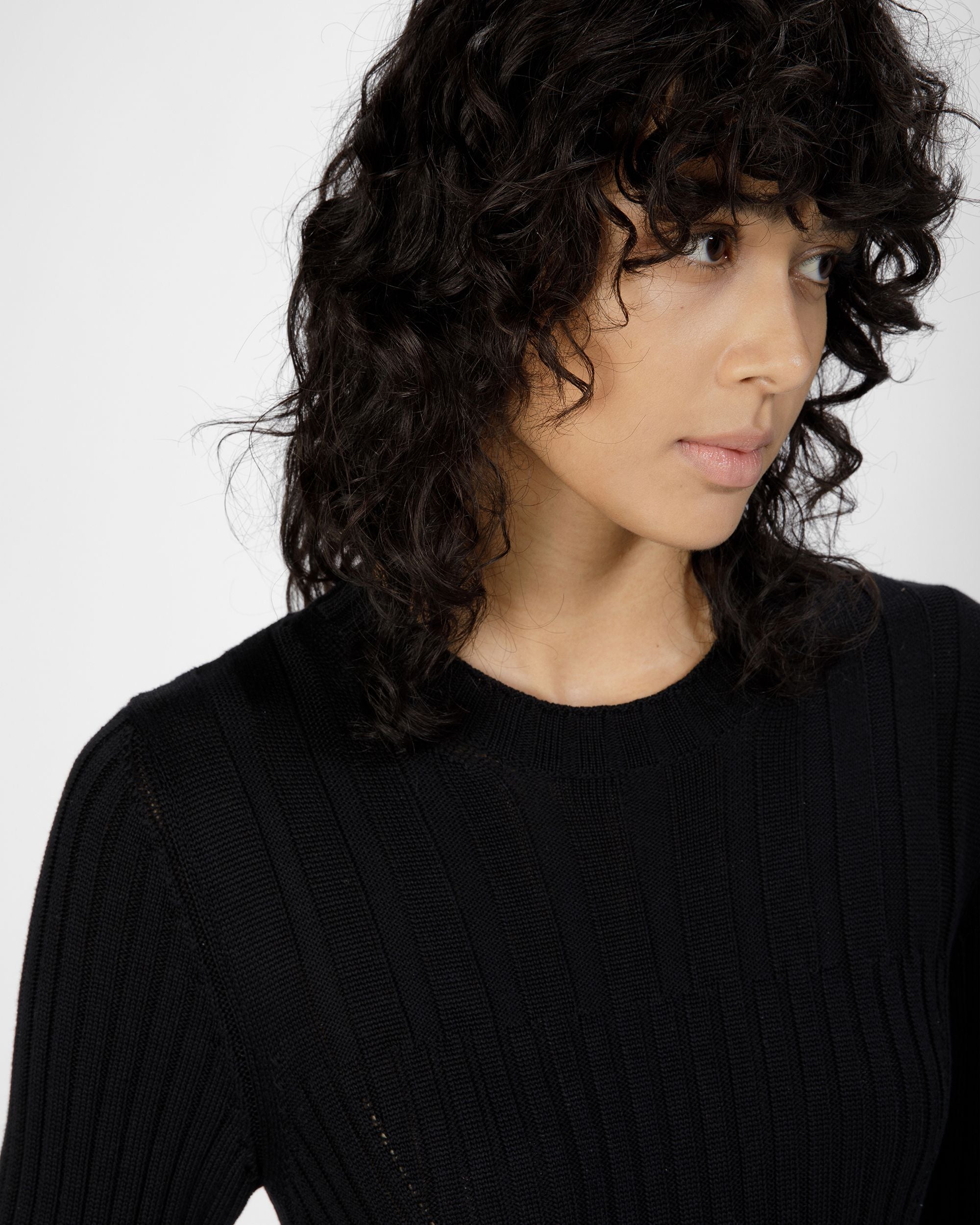 Robe En Maille De Coton Et De Soie Noire Mélangée - Femme - Bally - 05