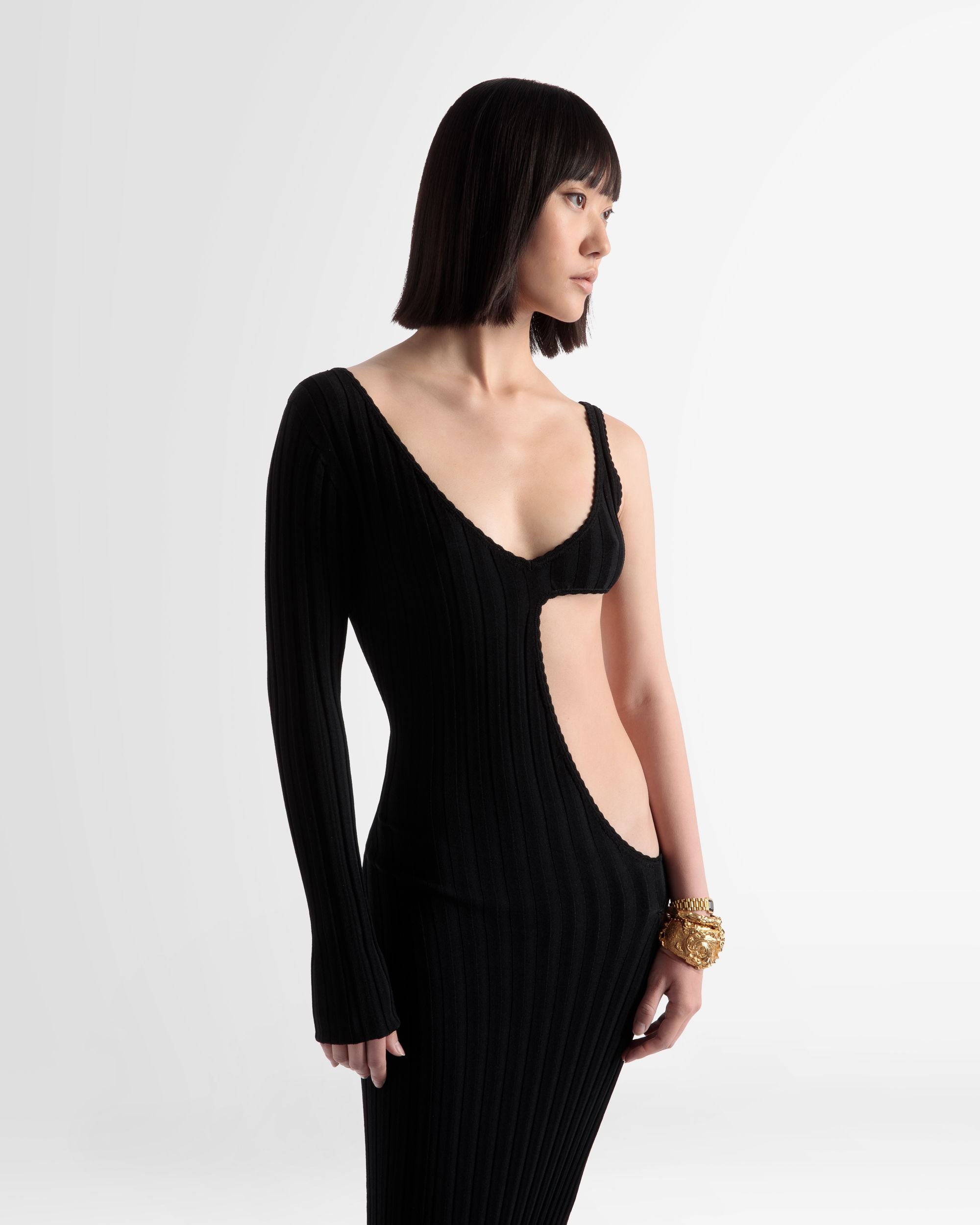 Strickkleid Mit Cut-outs In Schwarz - Damen - Bally - 02