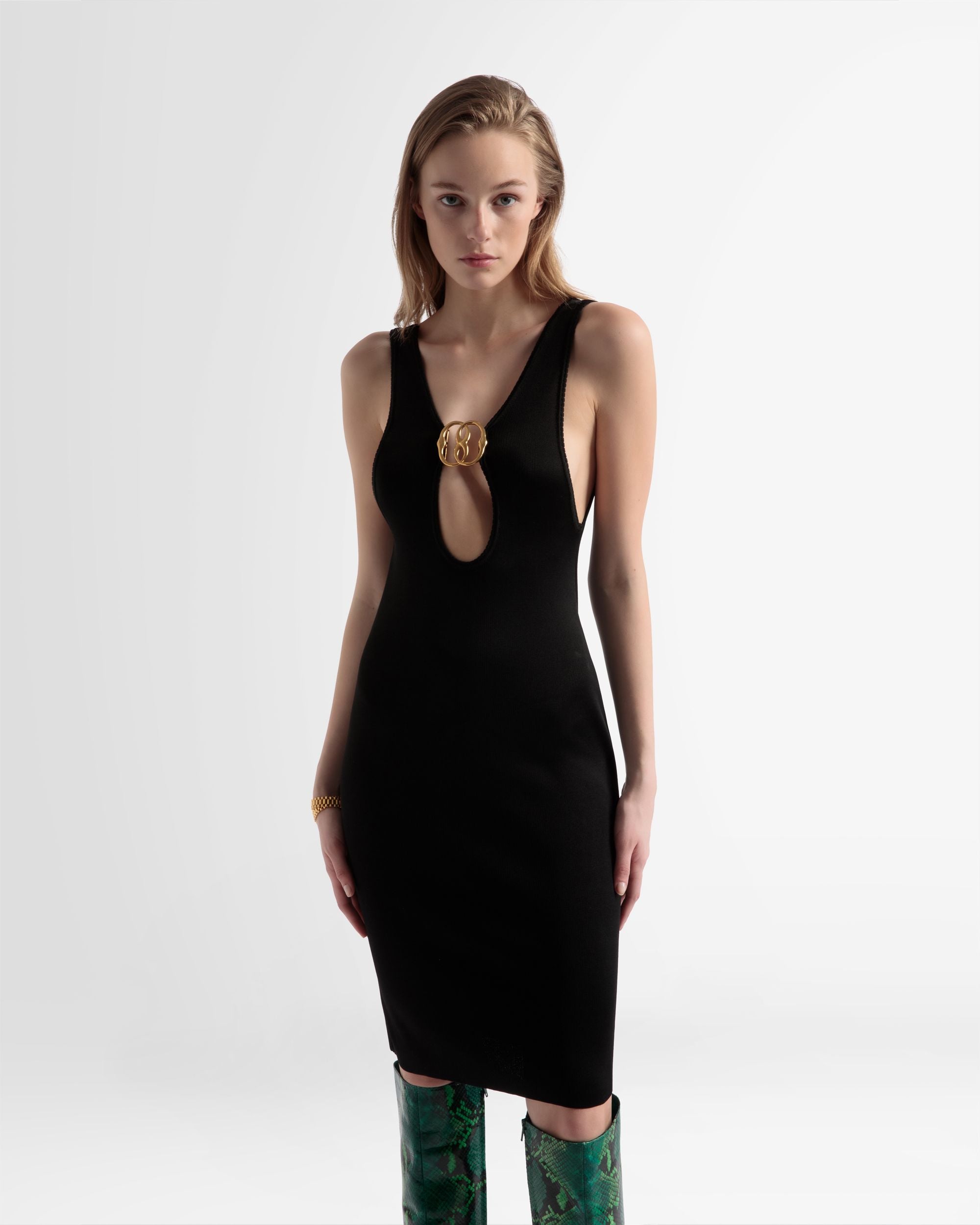 Rückenfreies Strickkleid In Schwarz - Damen - Bally - 02