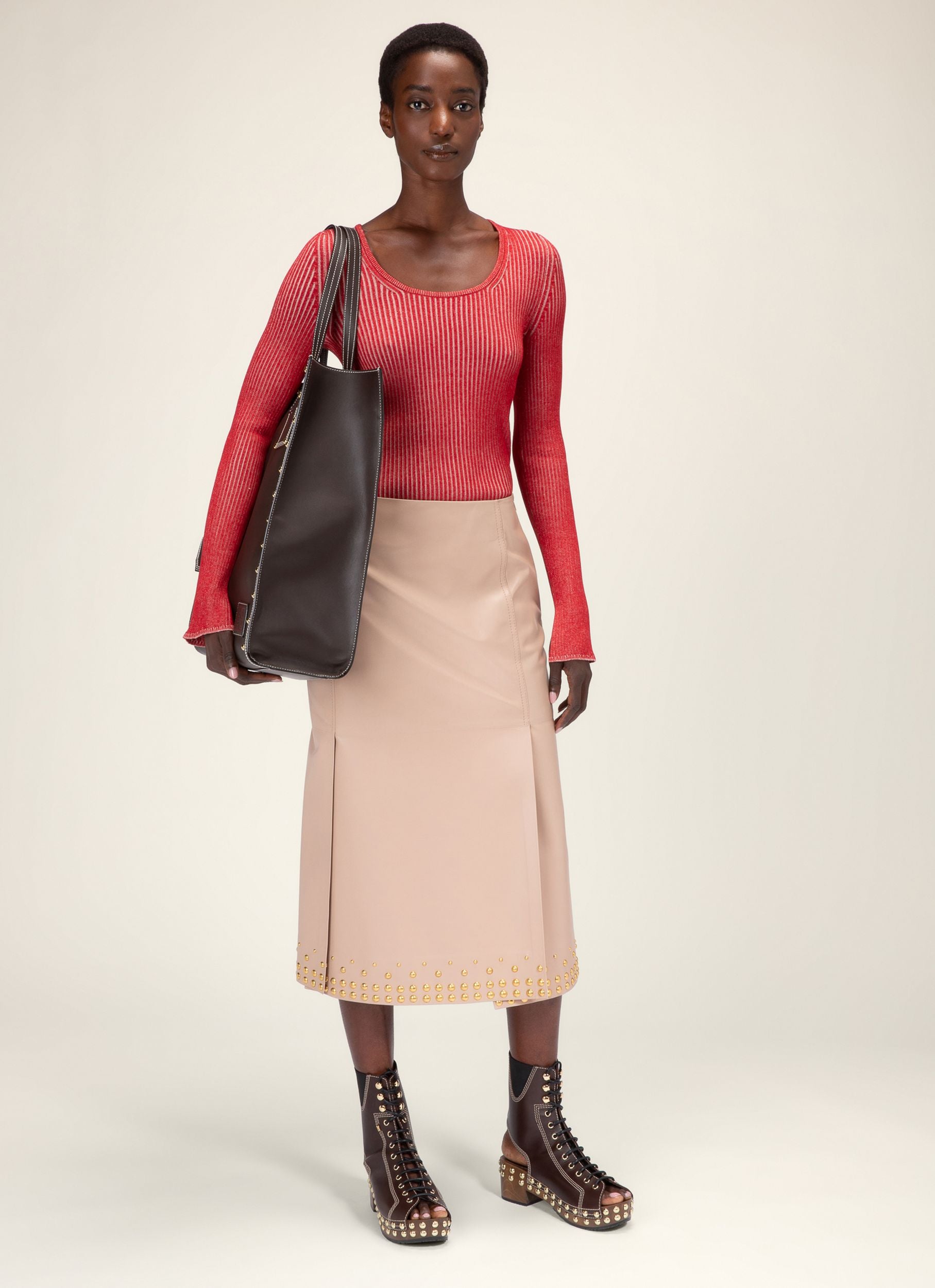 Pull Côtelé En Soie Et Coton Rouge Et Rose - Femme - Bally - 05