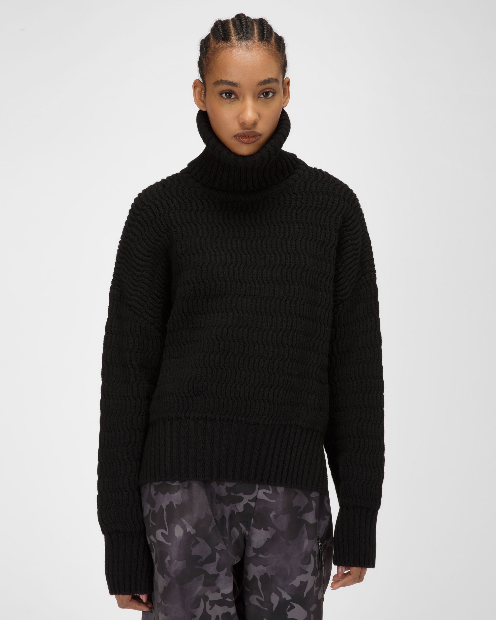 Pull À Col Roulé En Laine Et Cachemire Noir - Femme - Bally - 03