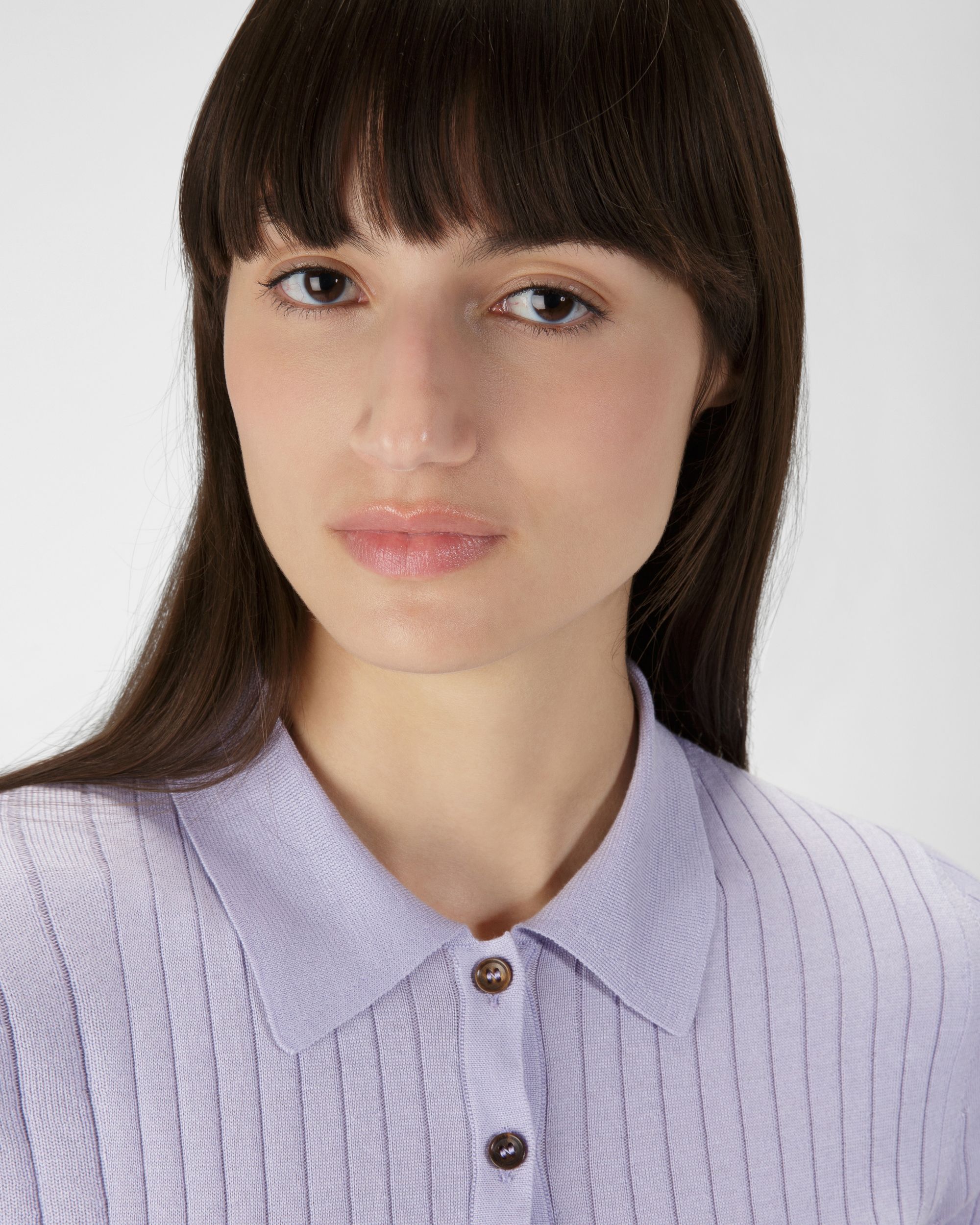 Polo En Coton Et Soie Lilas - Femme - Bally - 02