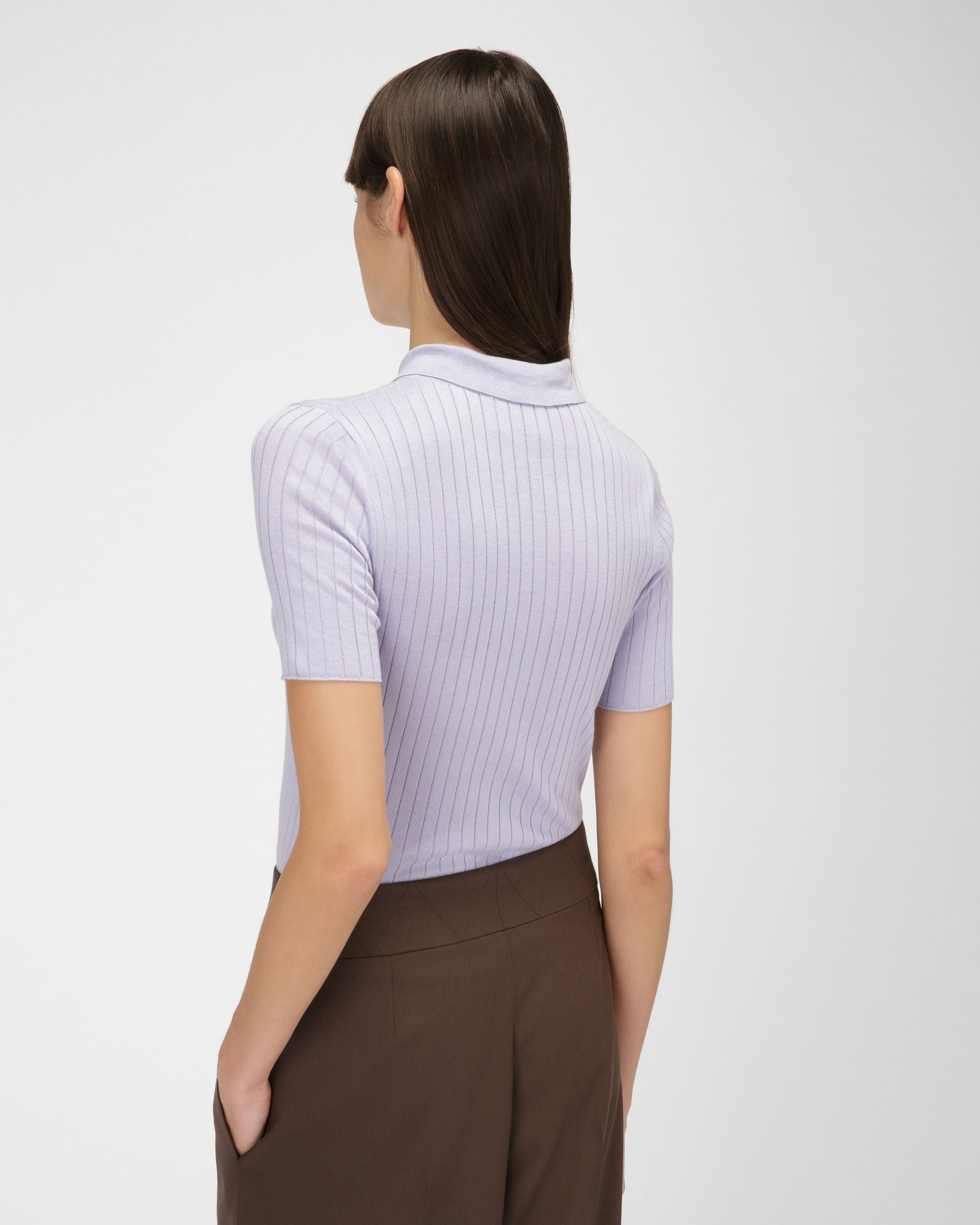 Polo En Coton Et Soie Lilas - Femme - Bally - 03
