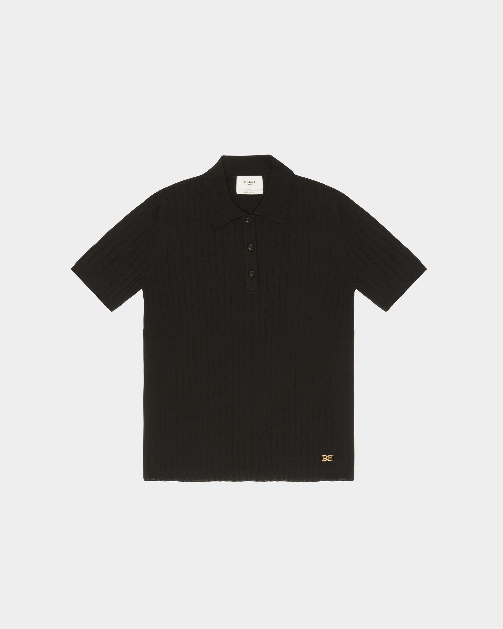 Polo En Coton Et Soie Noir - Femme - Bally - 01