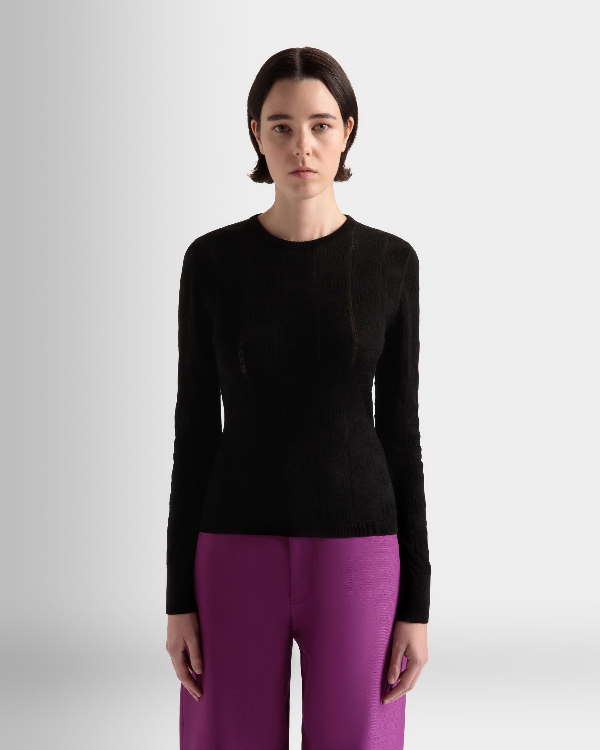 Rundhals-Shirt Baumwolle Und Seide In Schwarz - Damen - Bally - 03