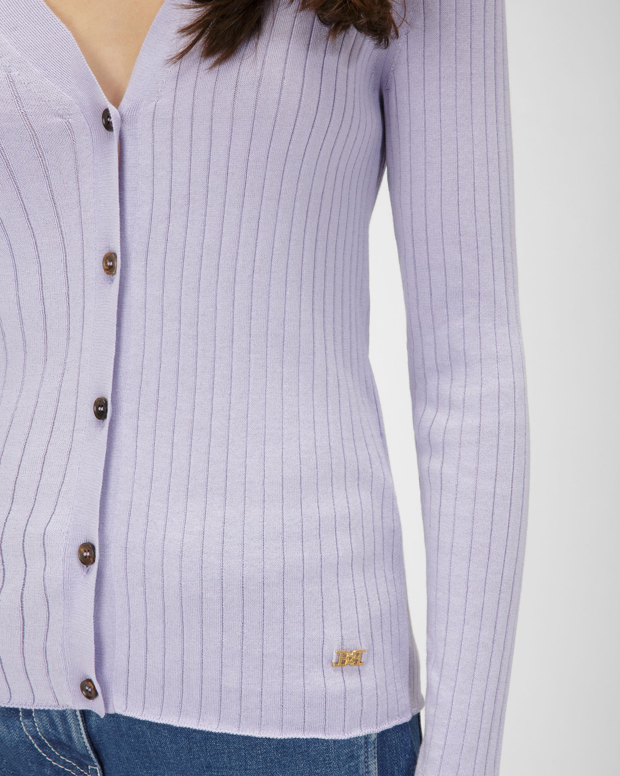 Cardigan En Coton Et Soie Lilas - Femme - Bally - 02