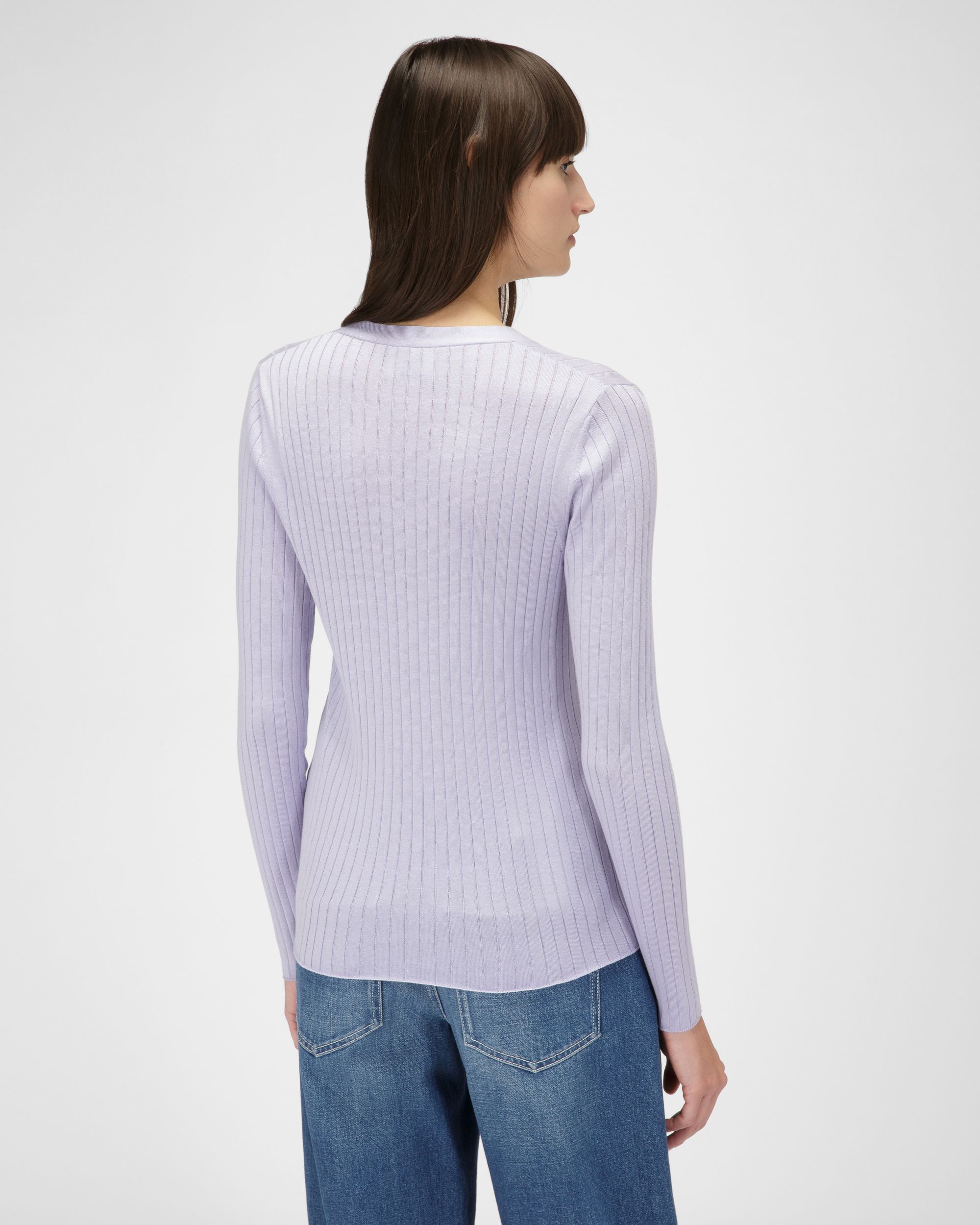 Cardigan En Coton Et Soie Lilas - Femme - Bally - 03