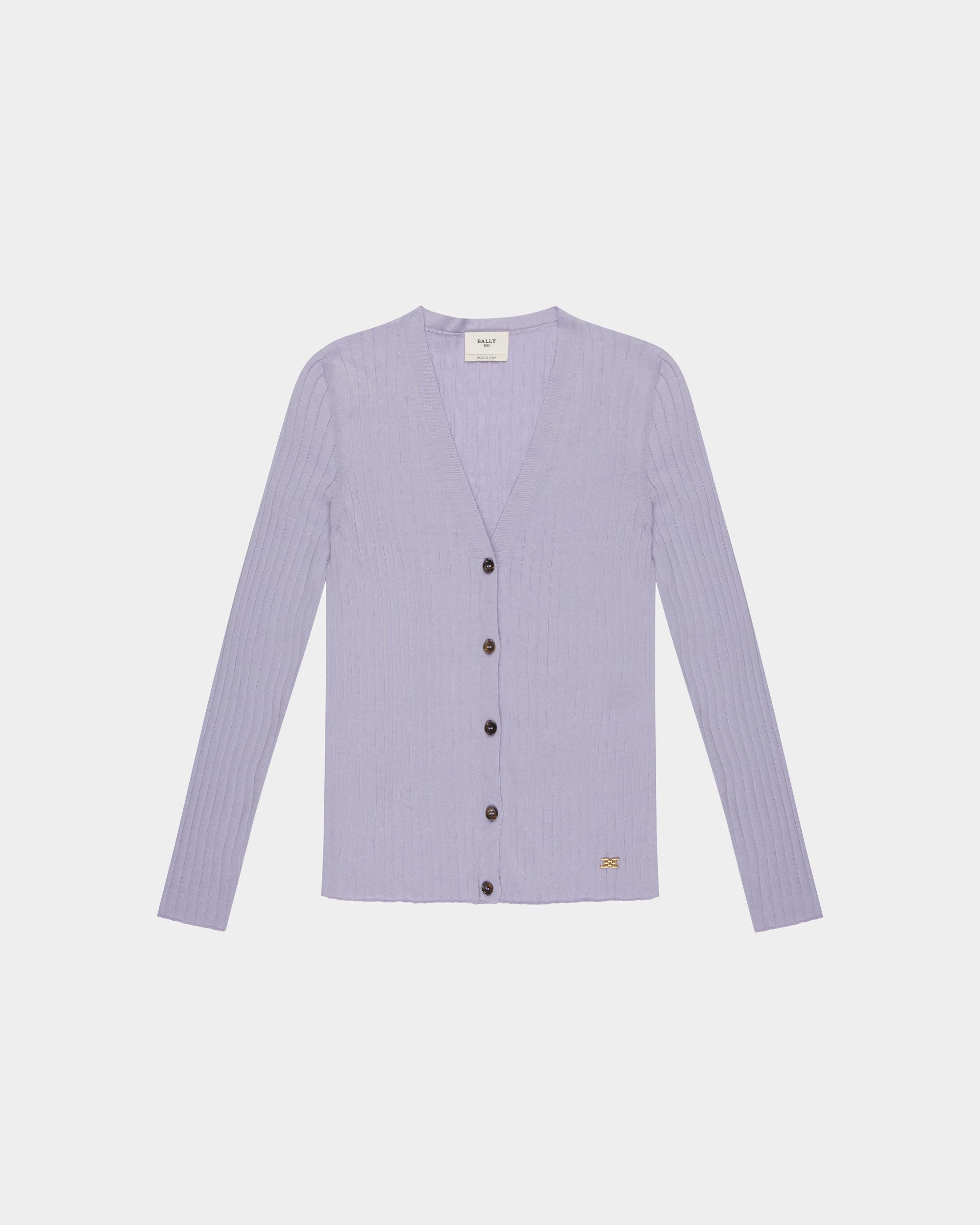 Cardigan En Coton Et Soie Lilas - Femme - Bally - 04