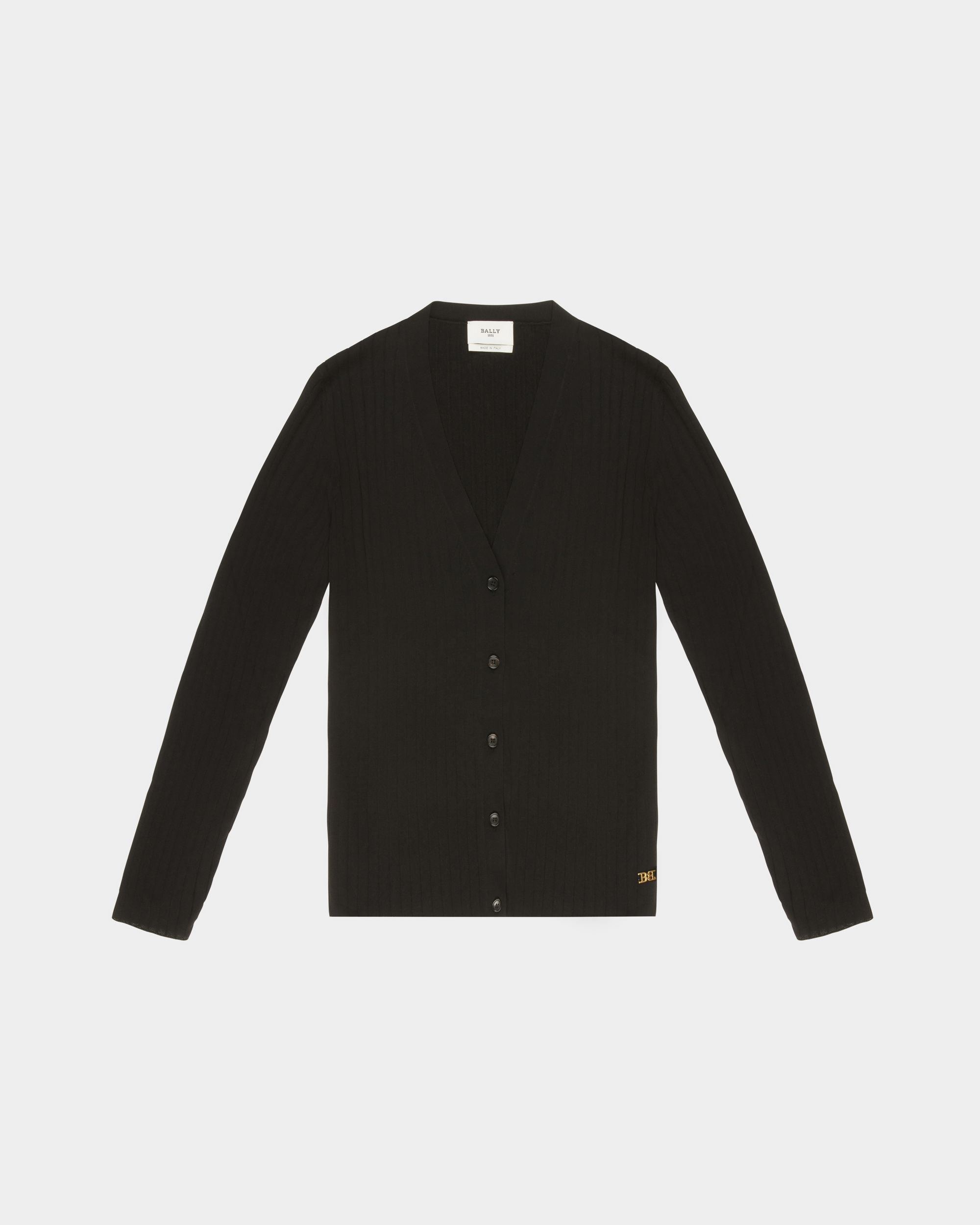 Cardigan En Coton Et Soie Noir - Femme - Bally - 01