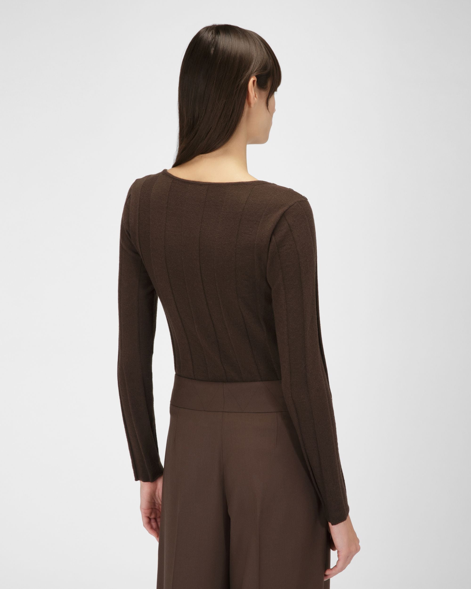 Pull En Laine Marron Ébène - Femme - Bally - 03