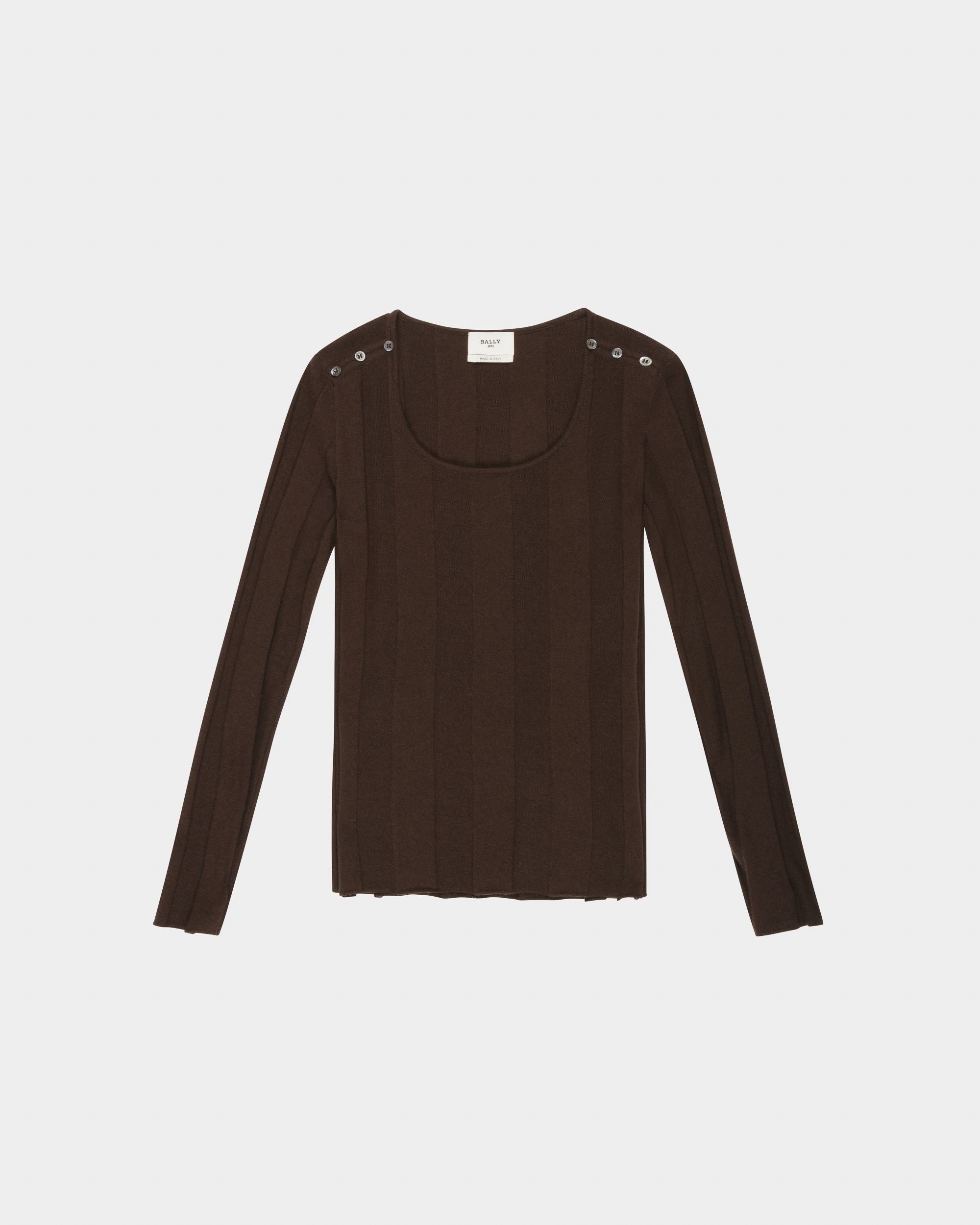 Pull En Laine Marron Ébène - Femme - Bally - 04