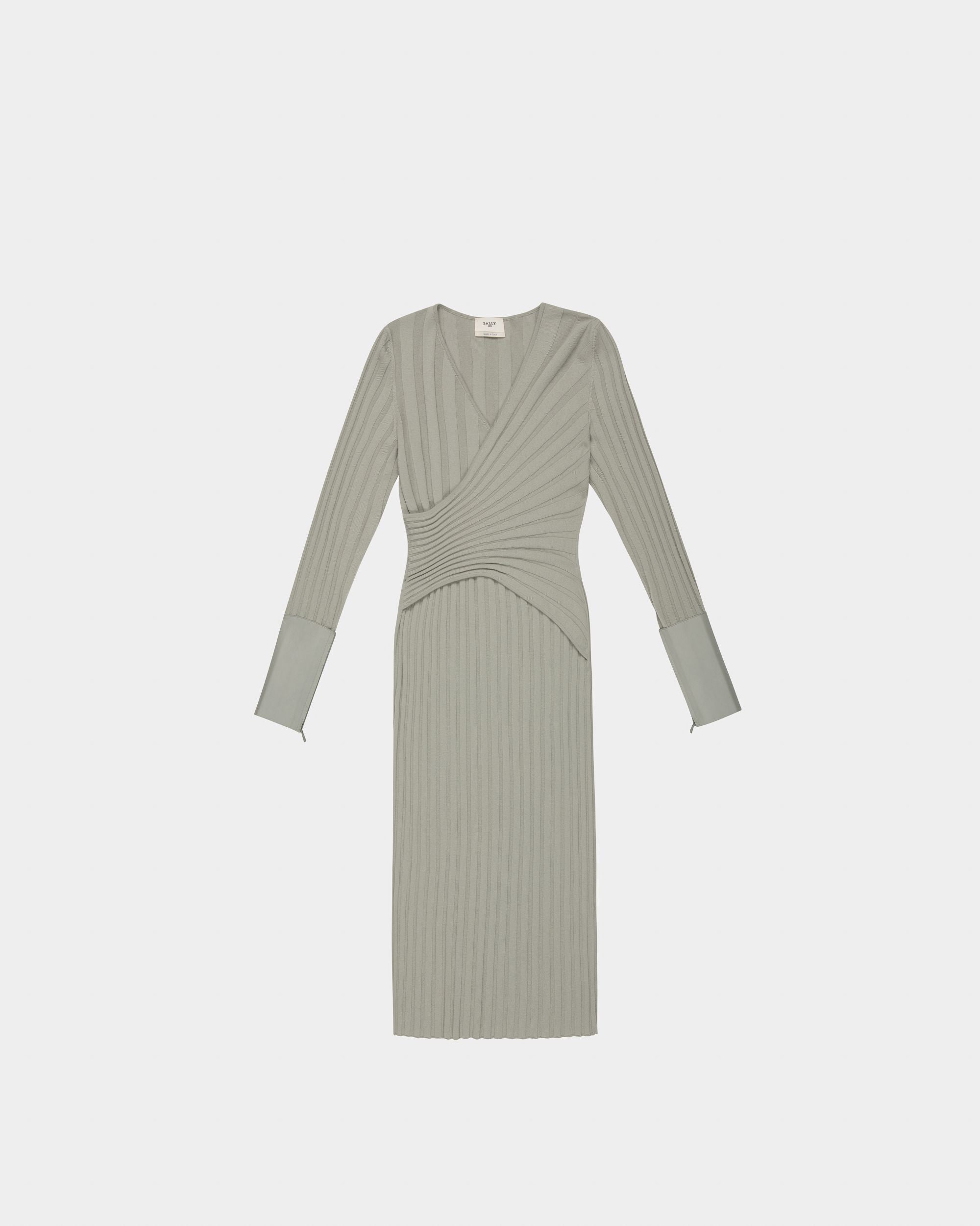 Wool And Cashmere Mix Dress In Grey - Women's - Bally - 04