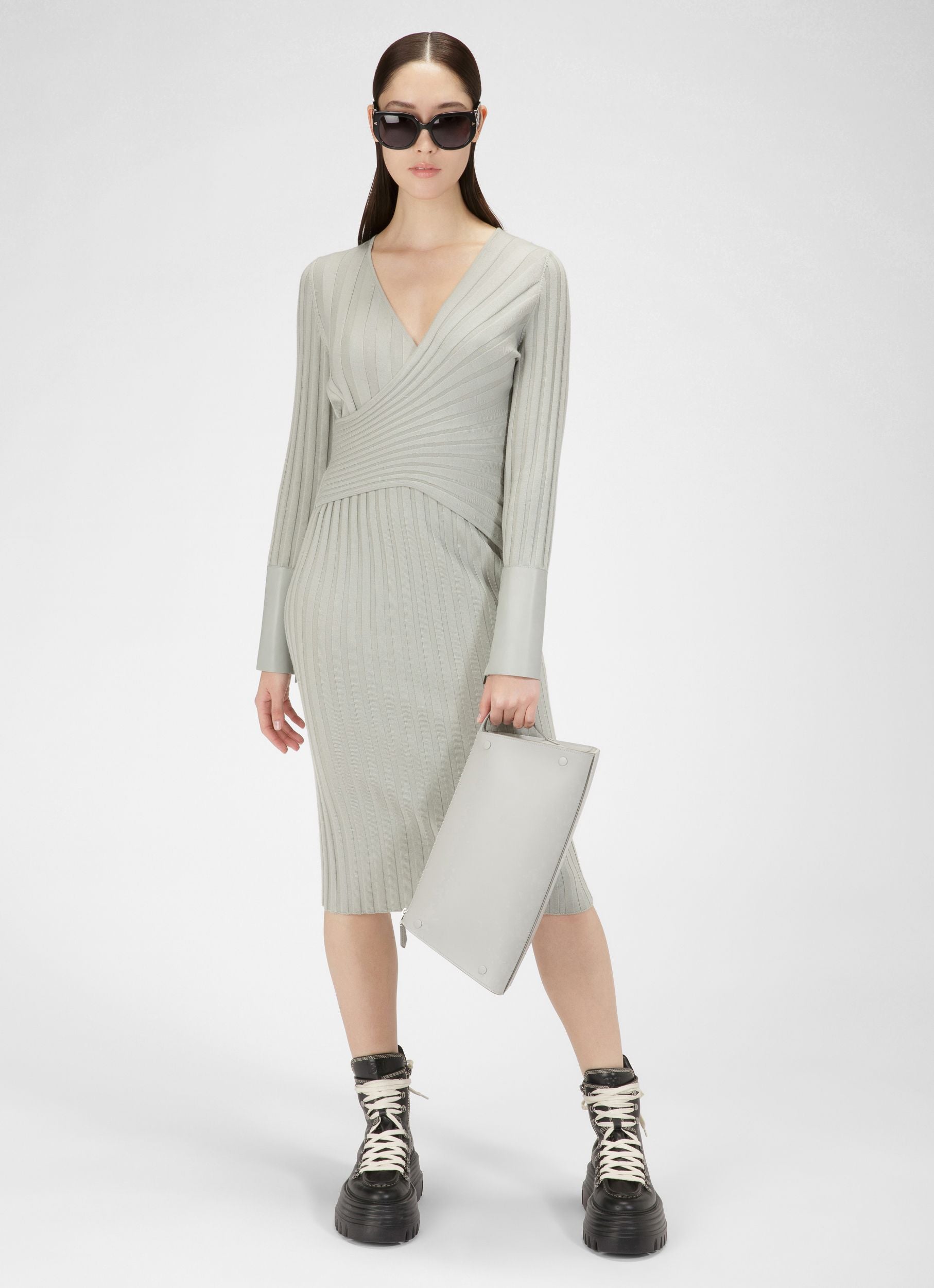 Wool And Cashmere Mix Dress In Grey - Women's - Bally - 05