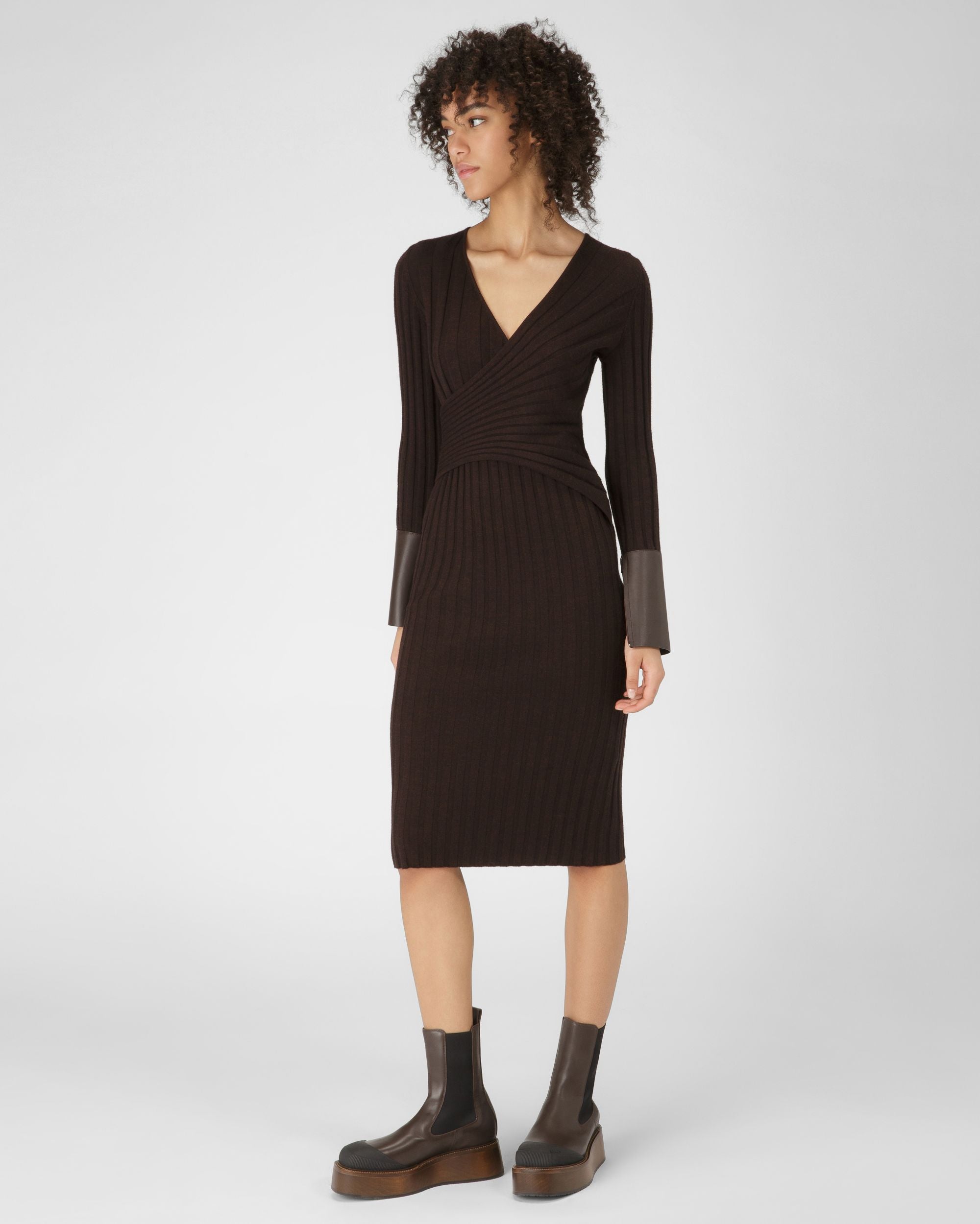 Kleid Aus Ebenholzfarbenem Woll-Kaschmir-Mischgewebe - Damen - Bally - 05