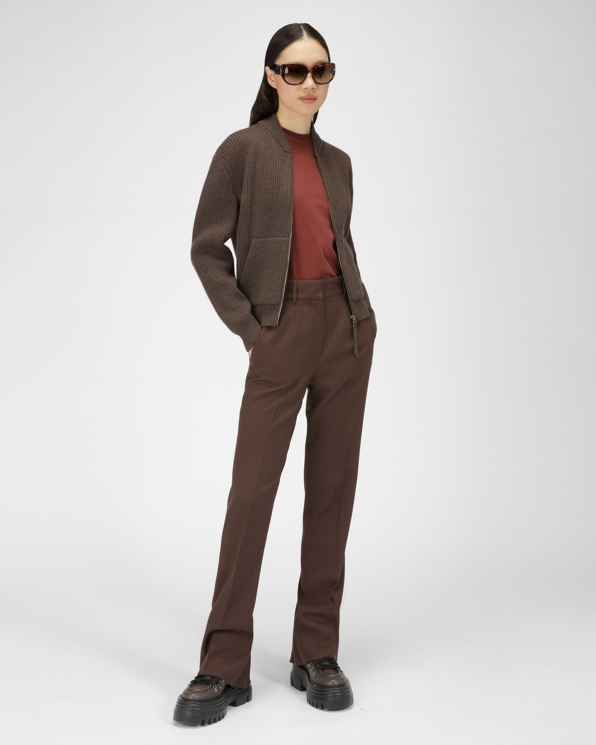 Veste En Laine Vert Militaire - Femme - Bally - 04