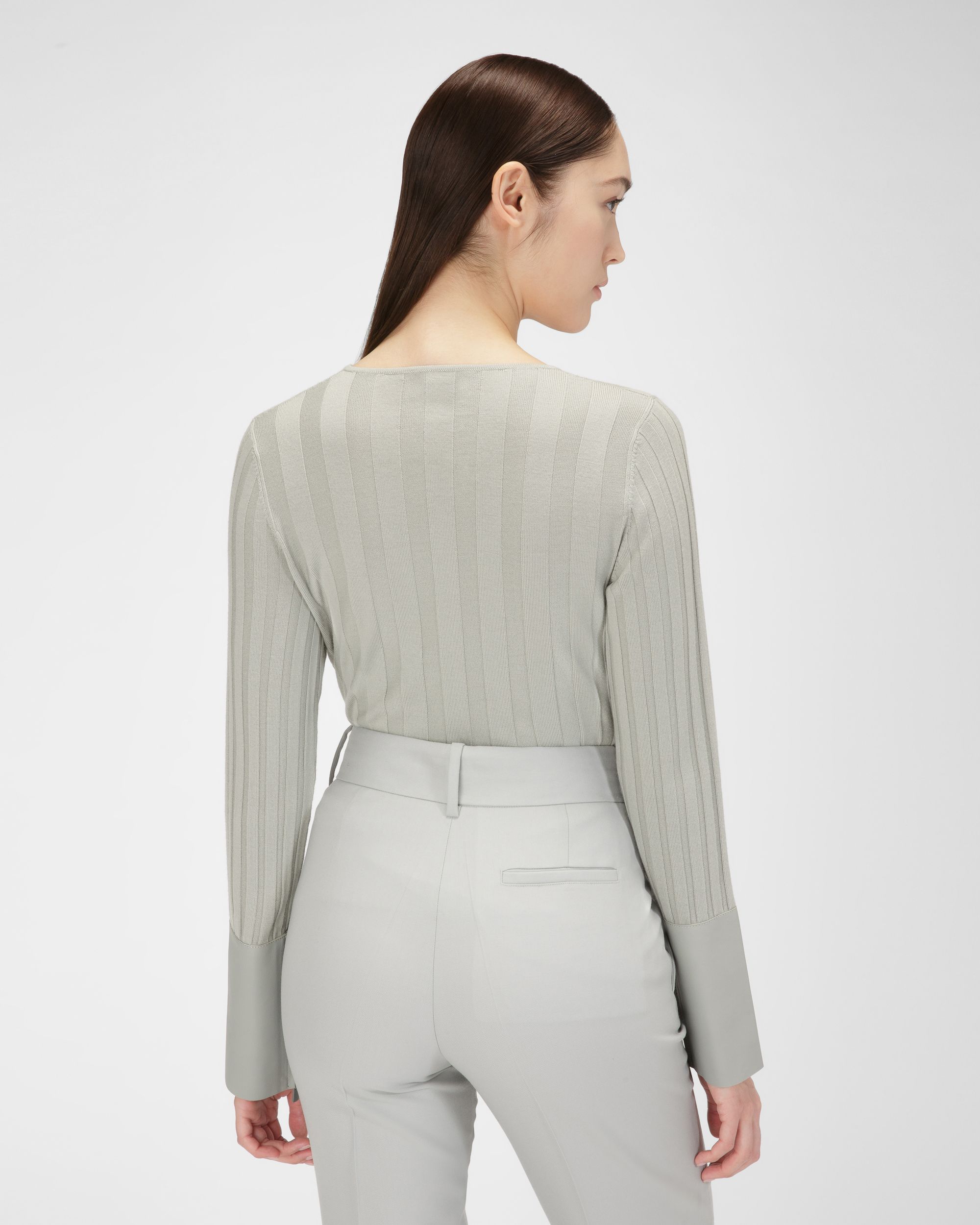 Wool And Cashmere Mix V Neck In Grey - Women's - Bally - 03
