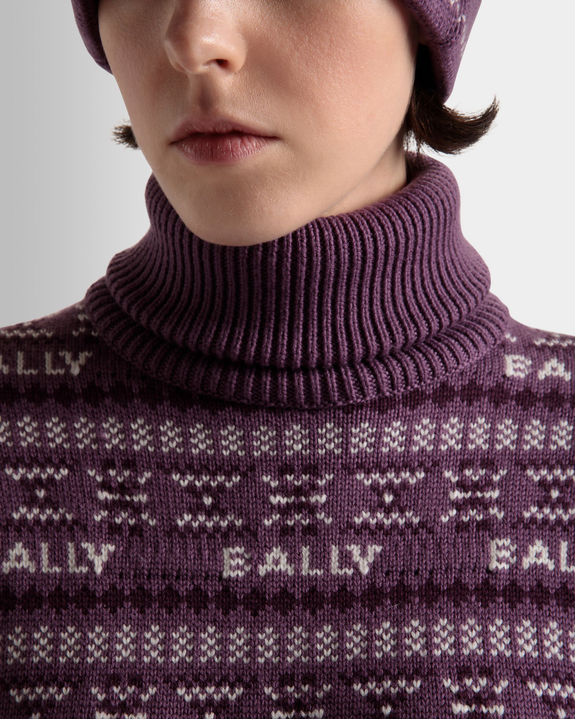 Pull À Col Roulé En Laine Violette - Femme - Bally - 04