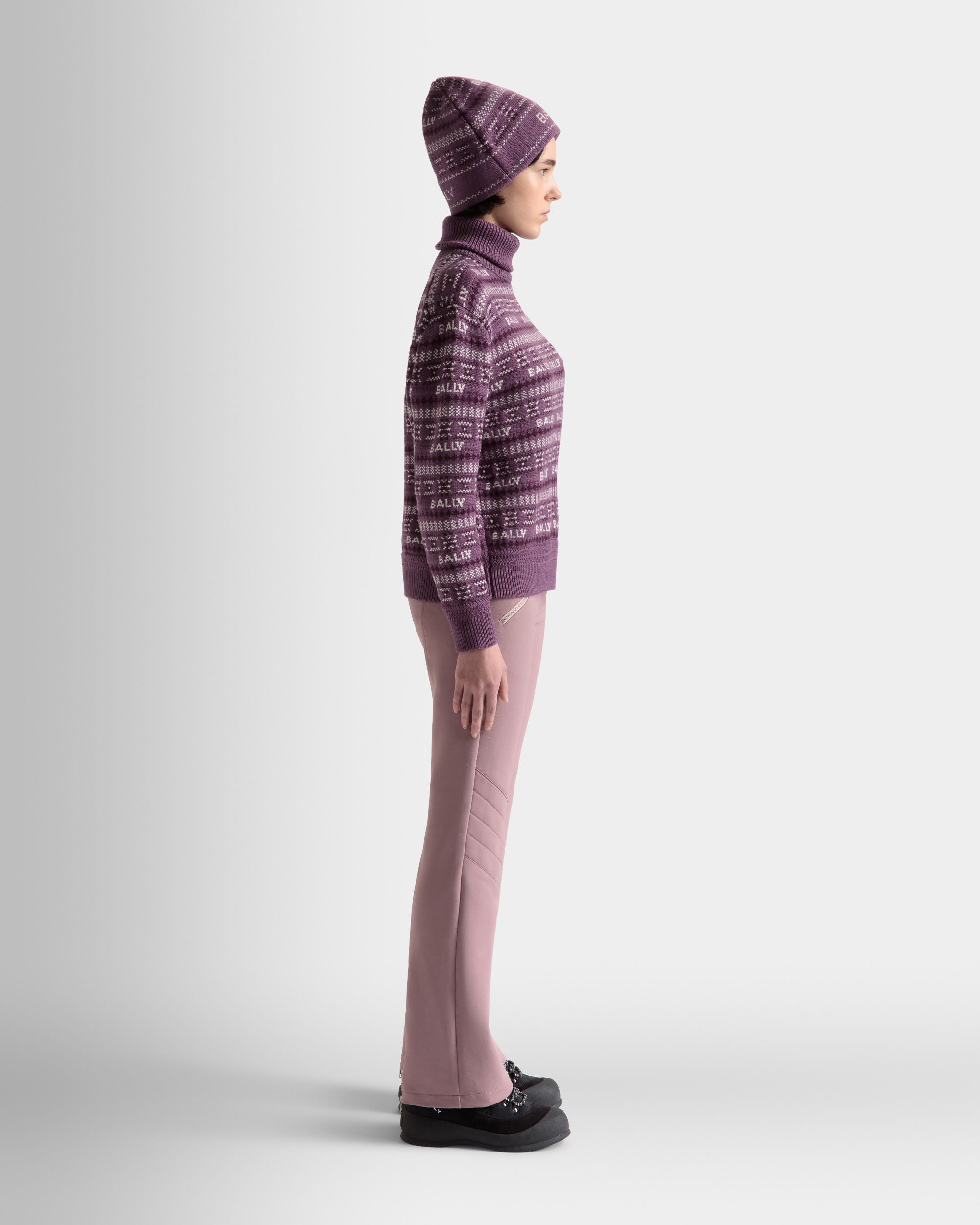 Pull À Col Roulé En Laine Violette - Femme - Bally - 05