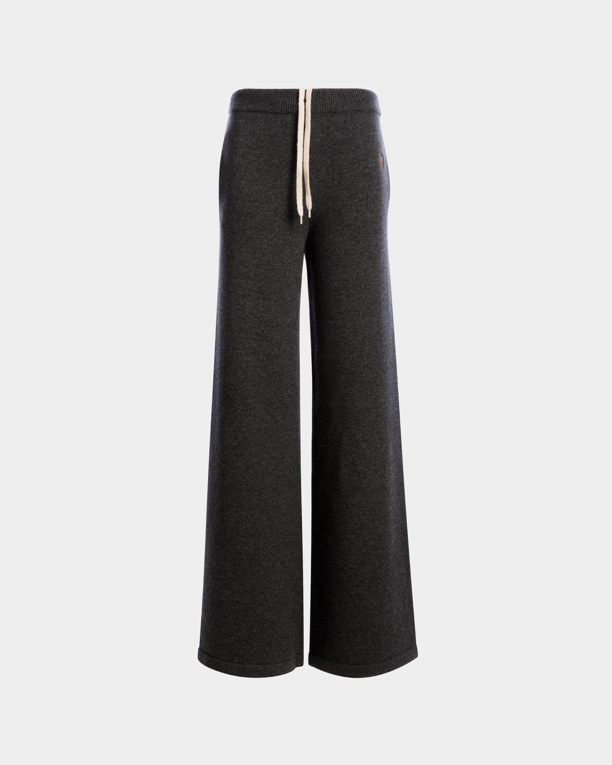 Pantalón De Punto De Lana Y Cachemira Gris Oscuro - Mujer - Bally - 01
