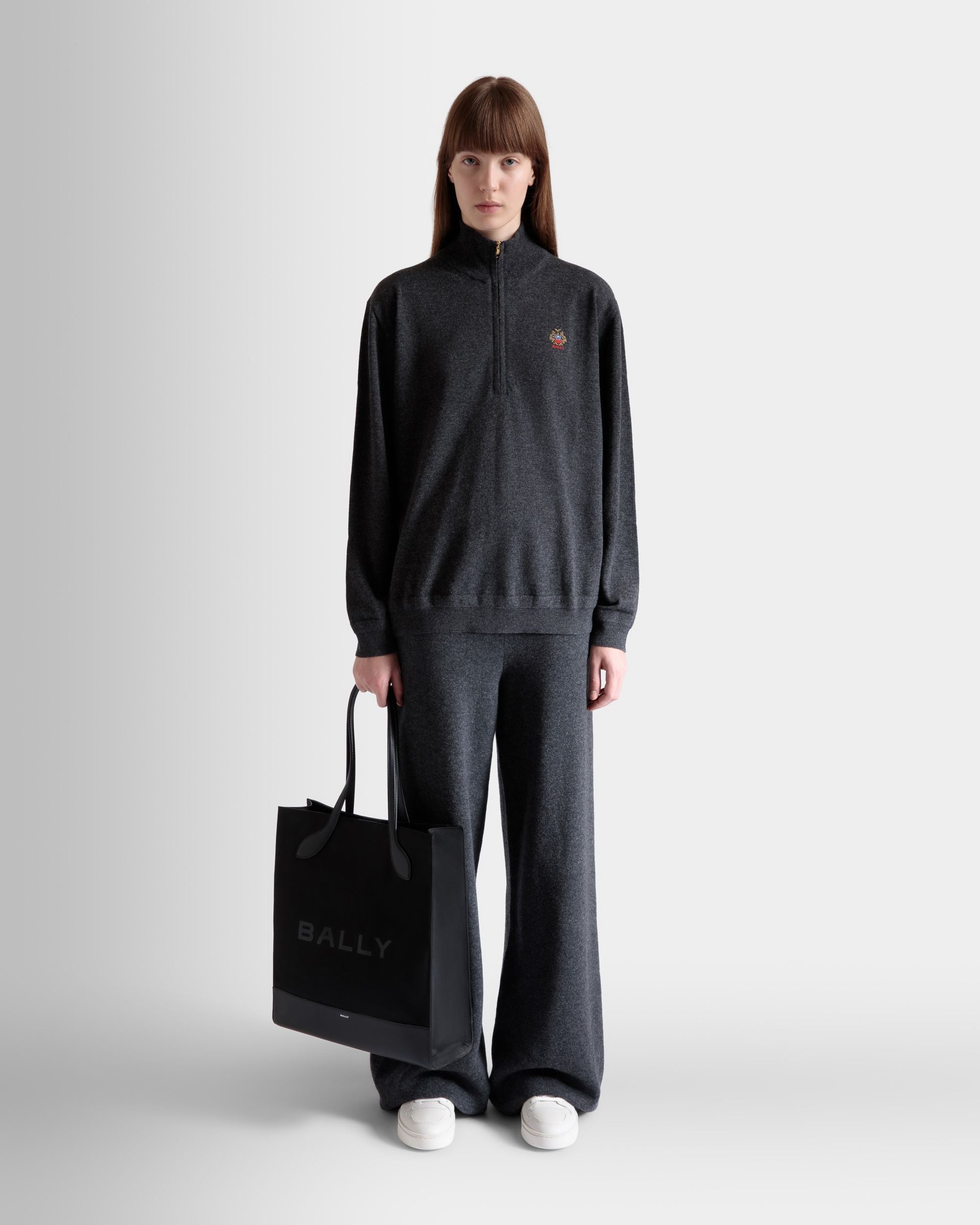 Pantalon En Maille De Laine Et Cachemire Dark Grey - Femme - Bally - 02