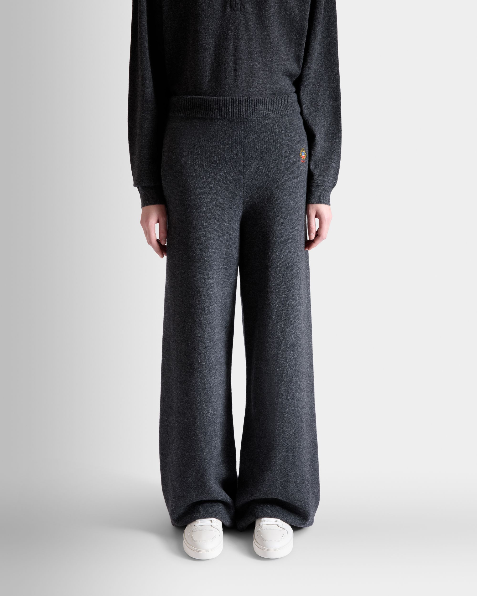 Pantalon En Maille De Laine Et Cachemire Dark Grey - Femme - Bally - 03