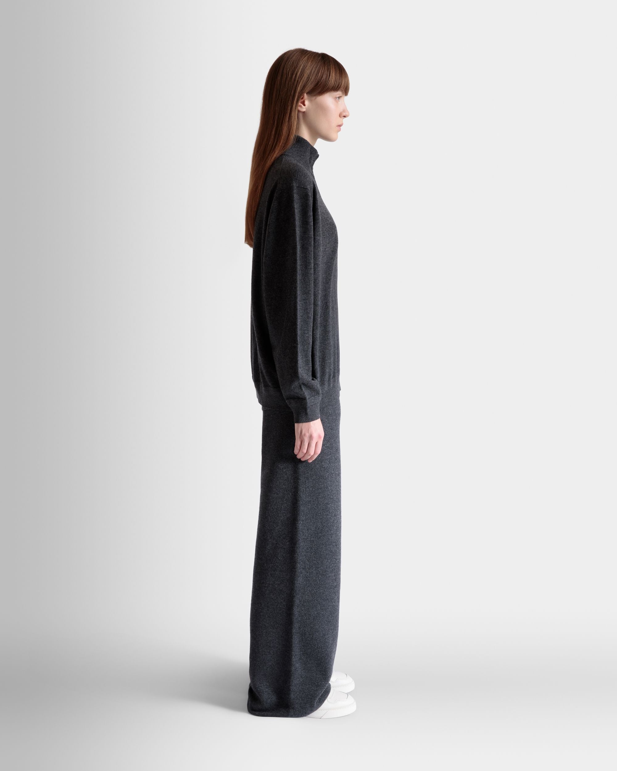 Pantalon En Maille De Laine Et Cachemire Dark Grey - Femme - Bally - 06
