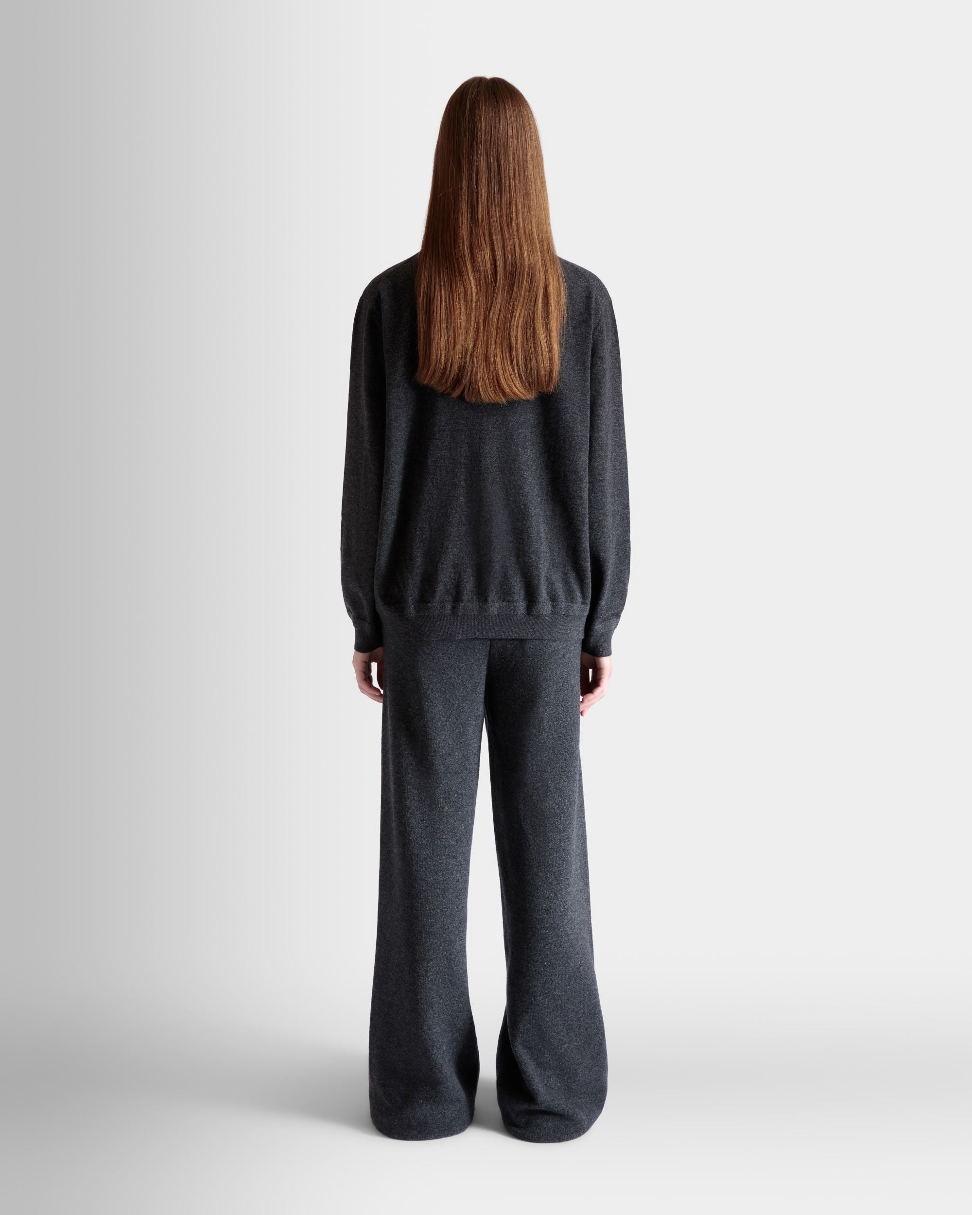 Pantalon En Maille De Laine Et Cachemire Dark Grey - Femme - Bally - 07