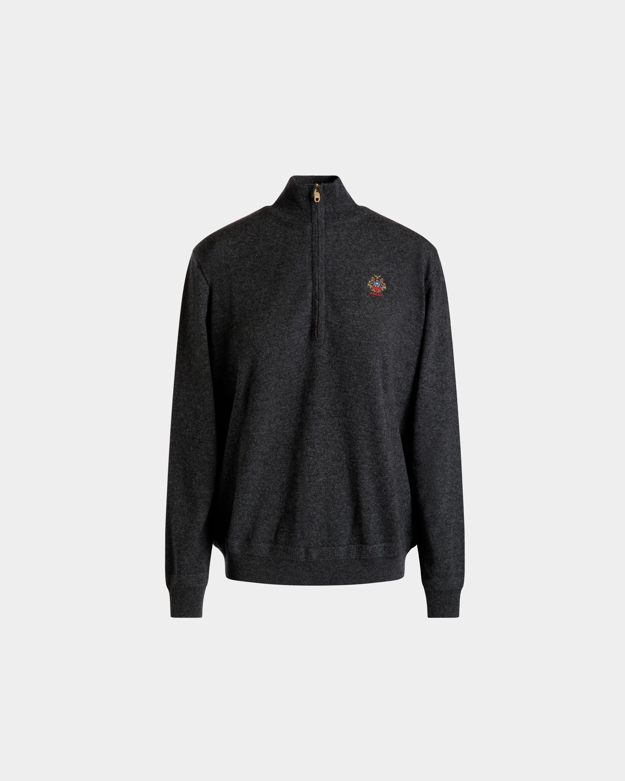 Pullover Mit Reißverschlusskragen Aus Dunkelgrauem Wolle-Kaschmir-Mix - Damen - Bally - 01