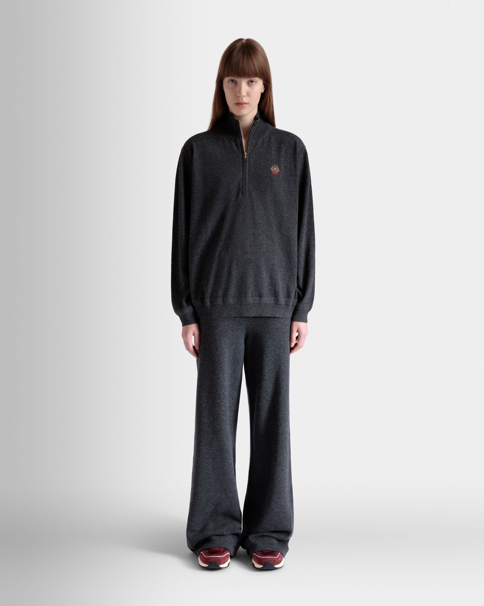 Pull À Col Camionneur En Laine Et Cachemire Dark Grey - Femme - Bally - 02