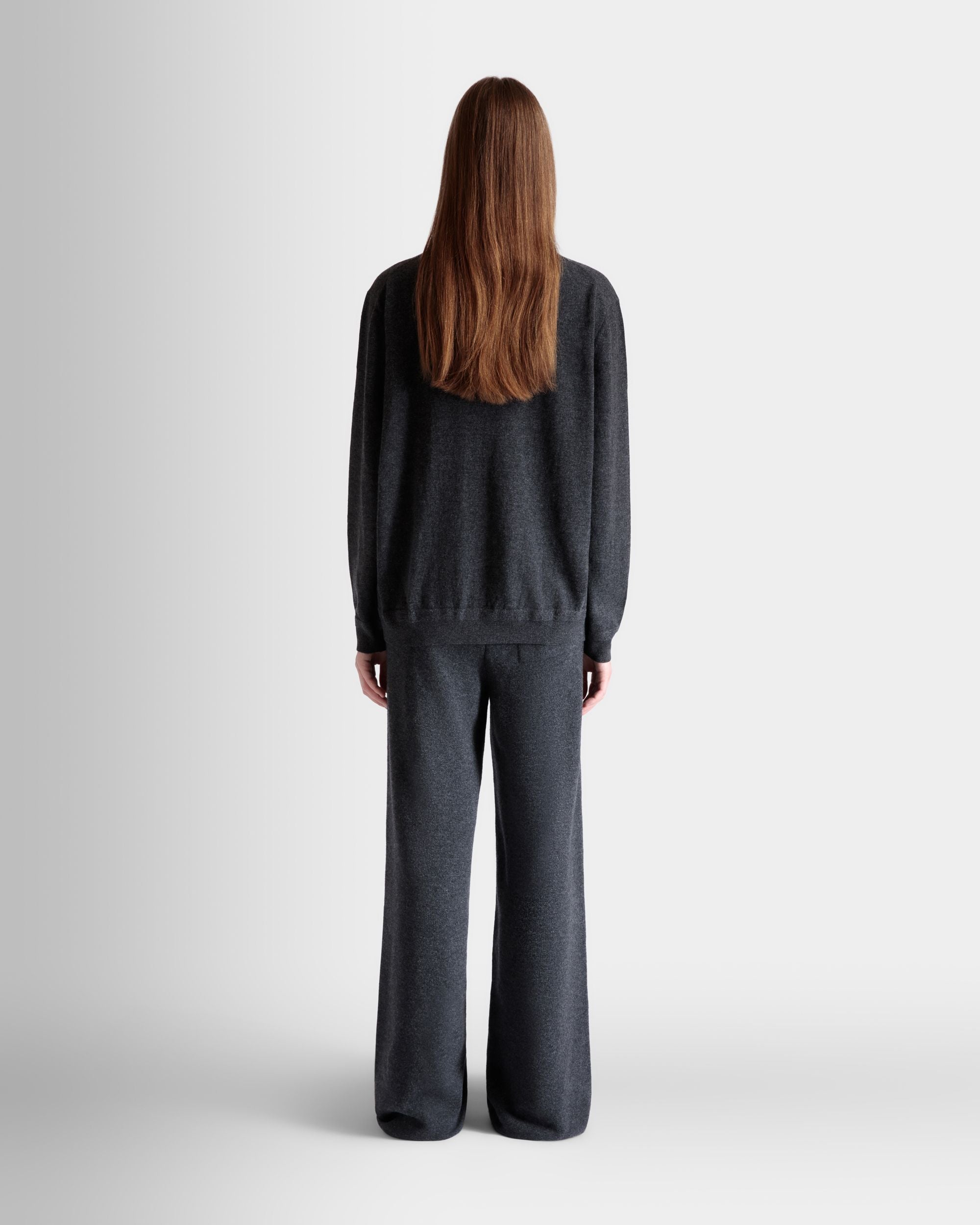 Pullover Mit Reißverschlusskragen Aus Dunkelgrauem Wolle-Kaschmir-Mix - Damen - Bally - 07