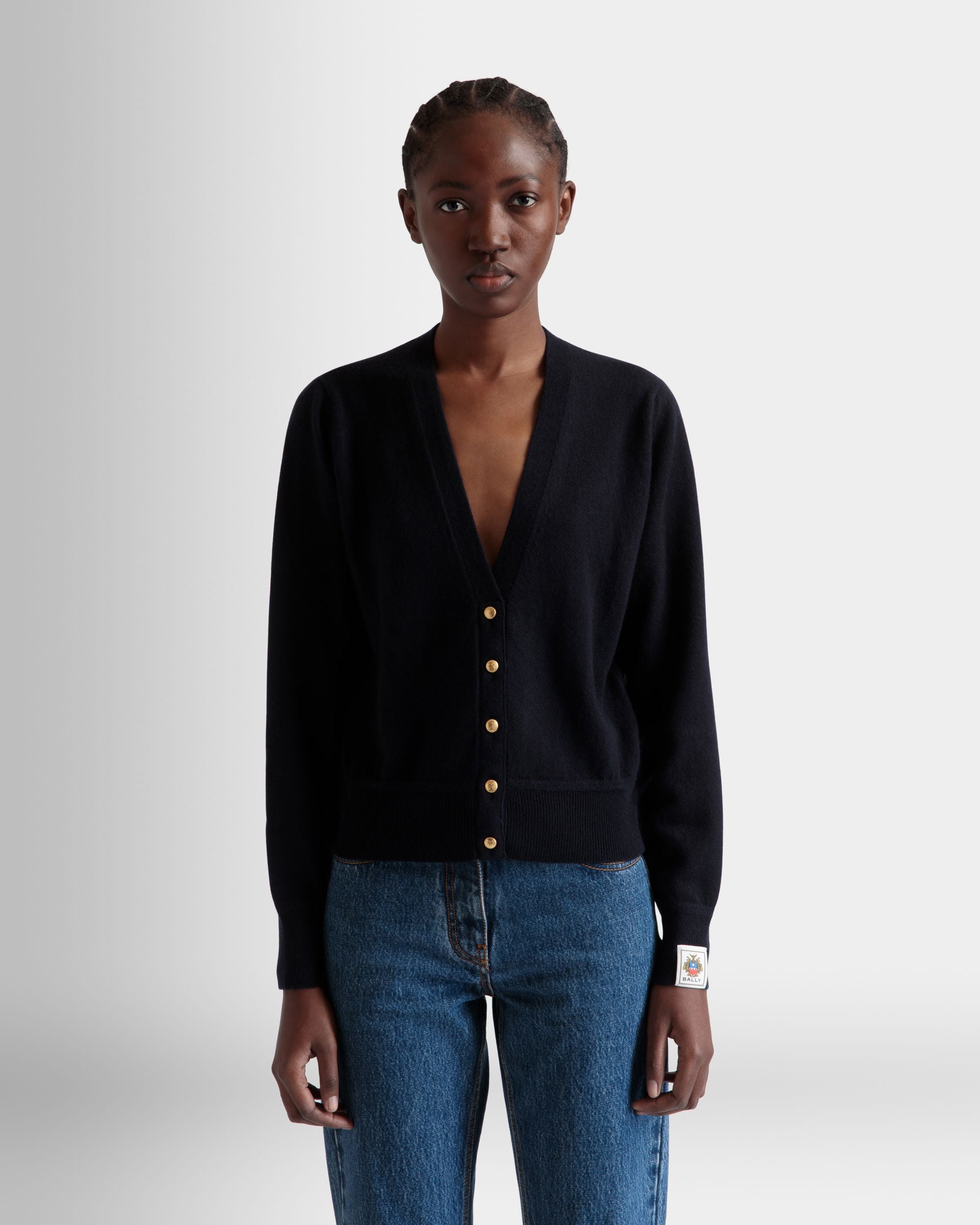 Cardigan Aus Kaschmir In Navy Blue - Damen - Bally - 03