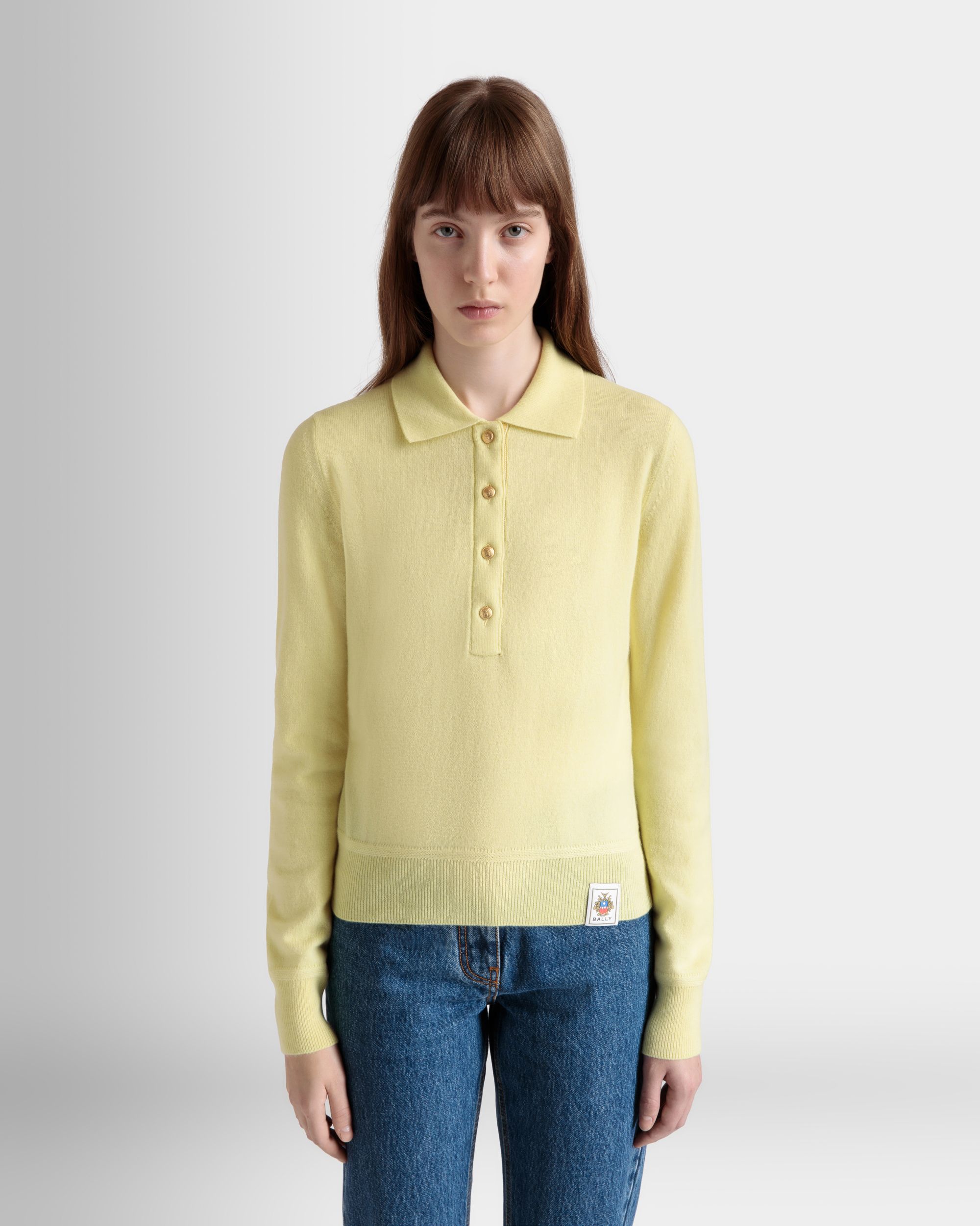 Polo En Maille De Cachemire Cream - Femme - Bally - 03