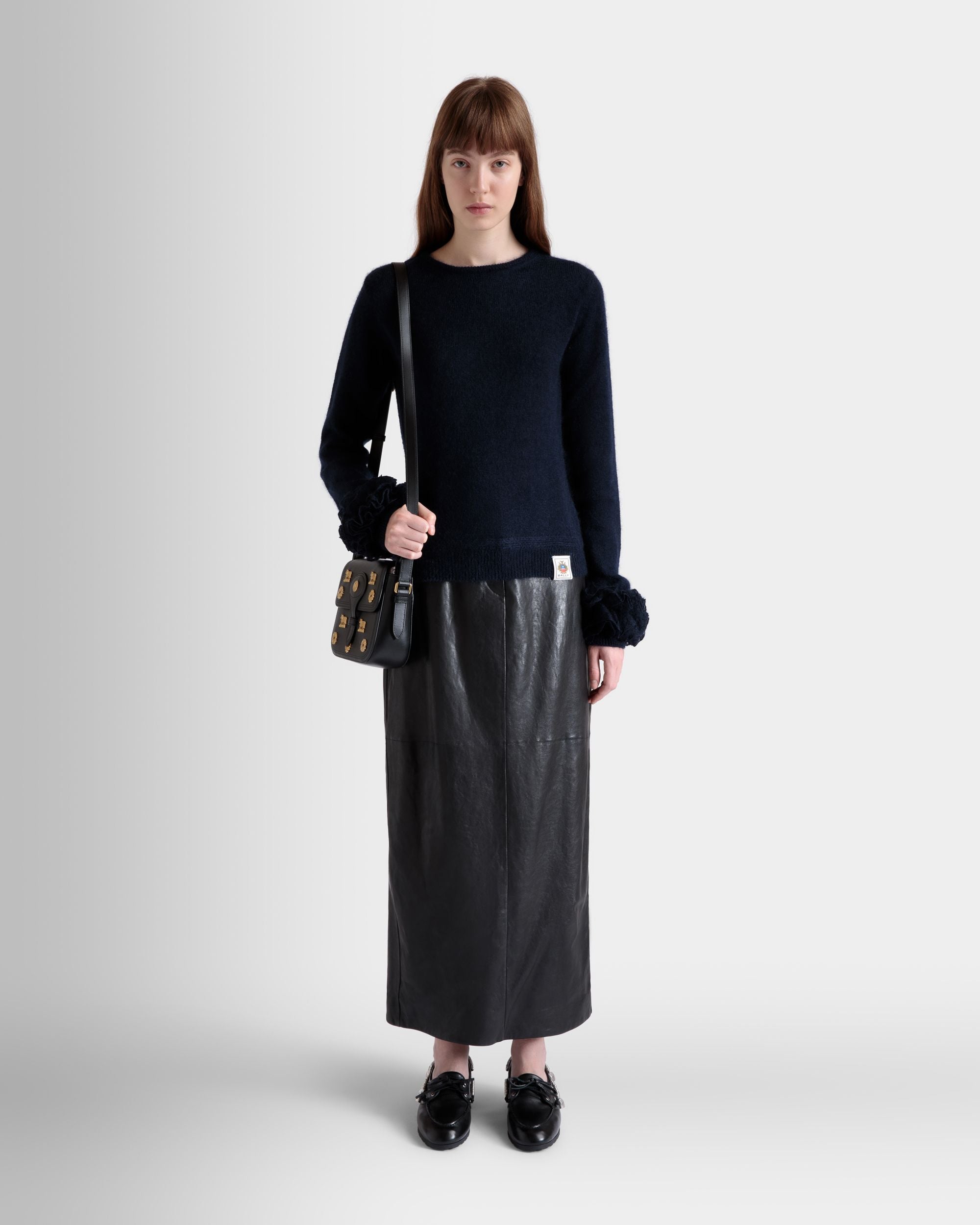 Top En Maille De Mohair Et Soie Navy Blue - Femme - Bally - 02