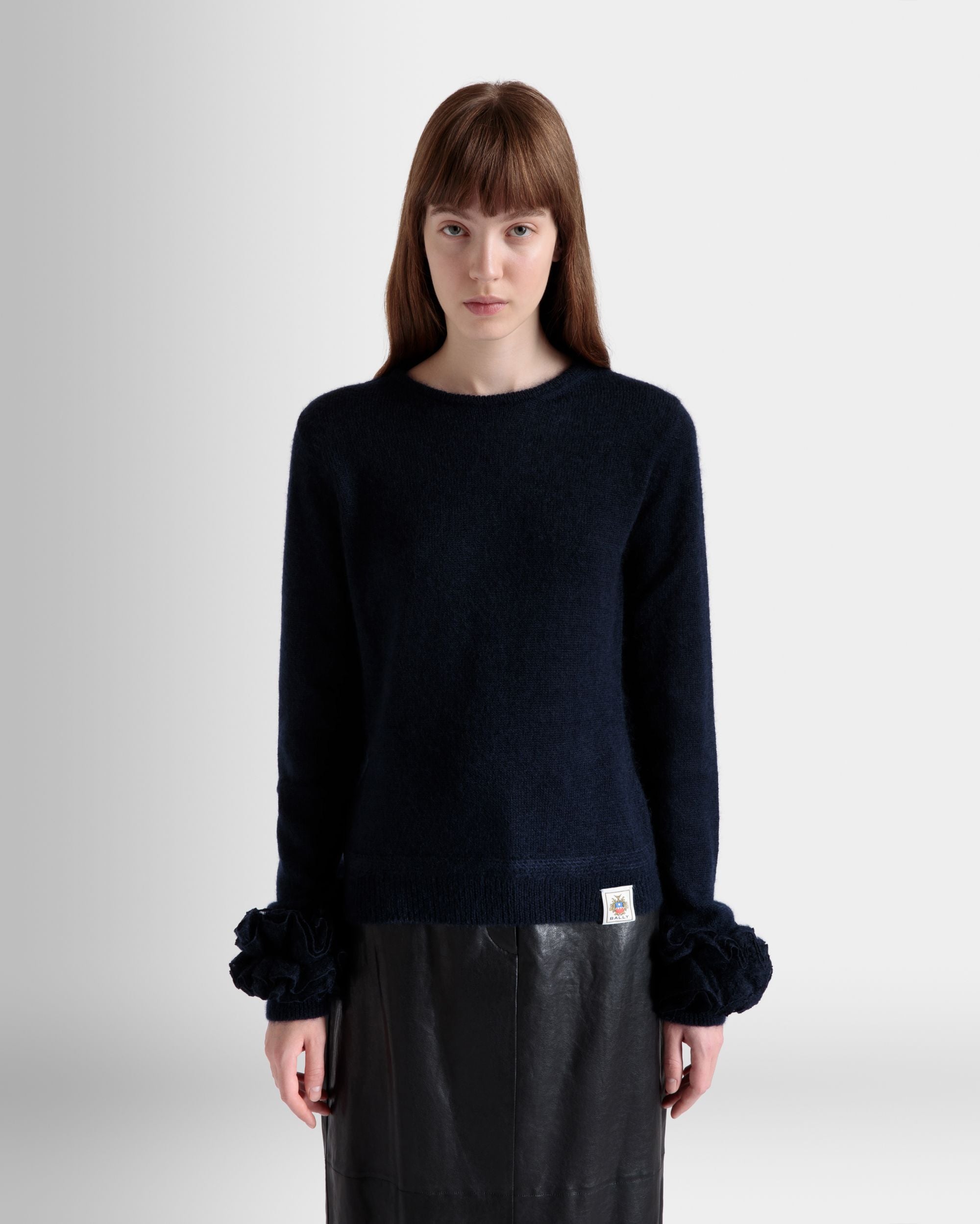 Top En Maille De Mohair Et Soie Navy Blue - Femme - Bally - 03
