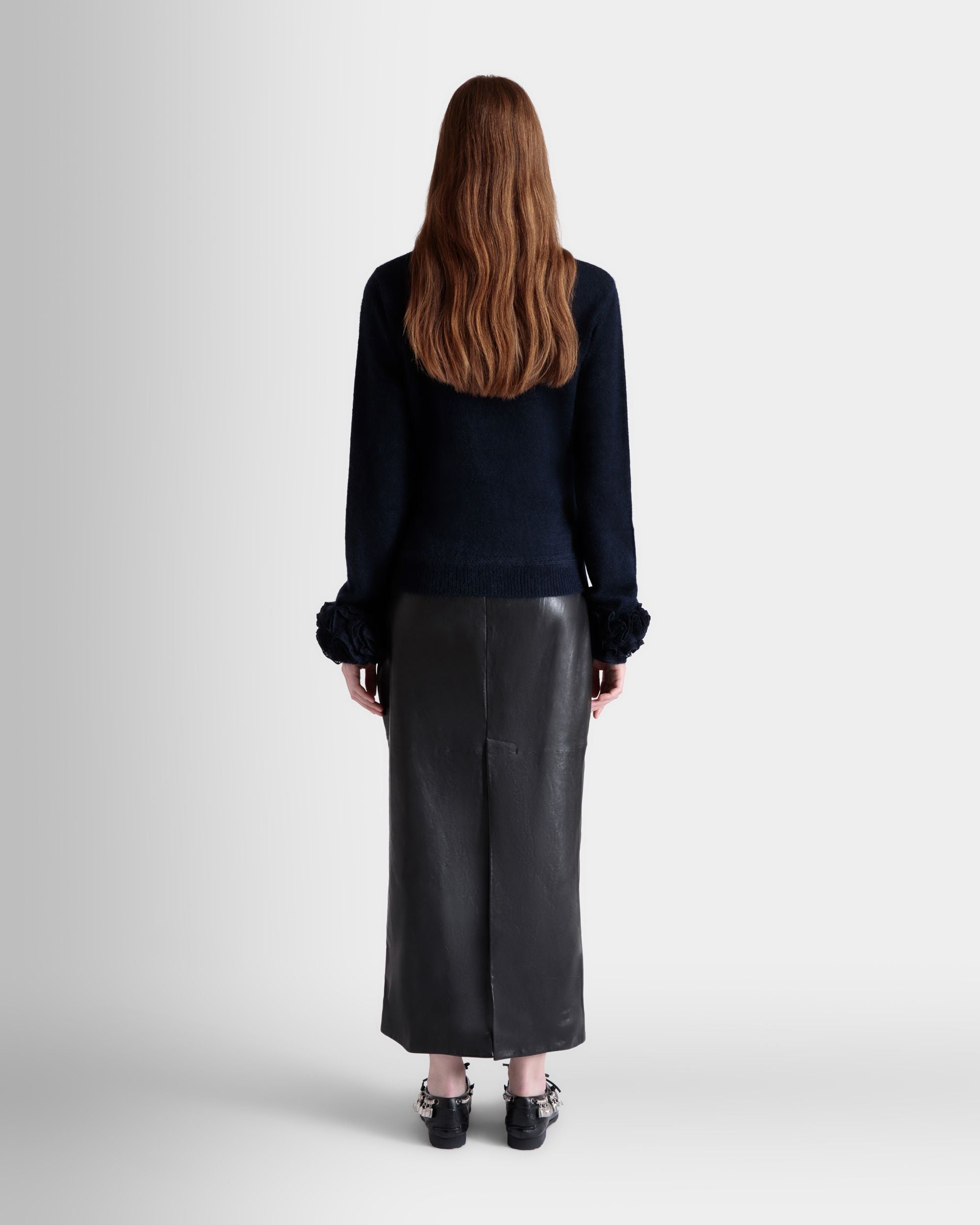Top En Maille De Mohair Et Soie Navy Blue - Femme - Bally - 06