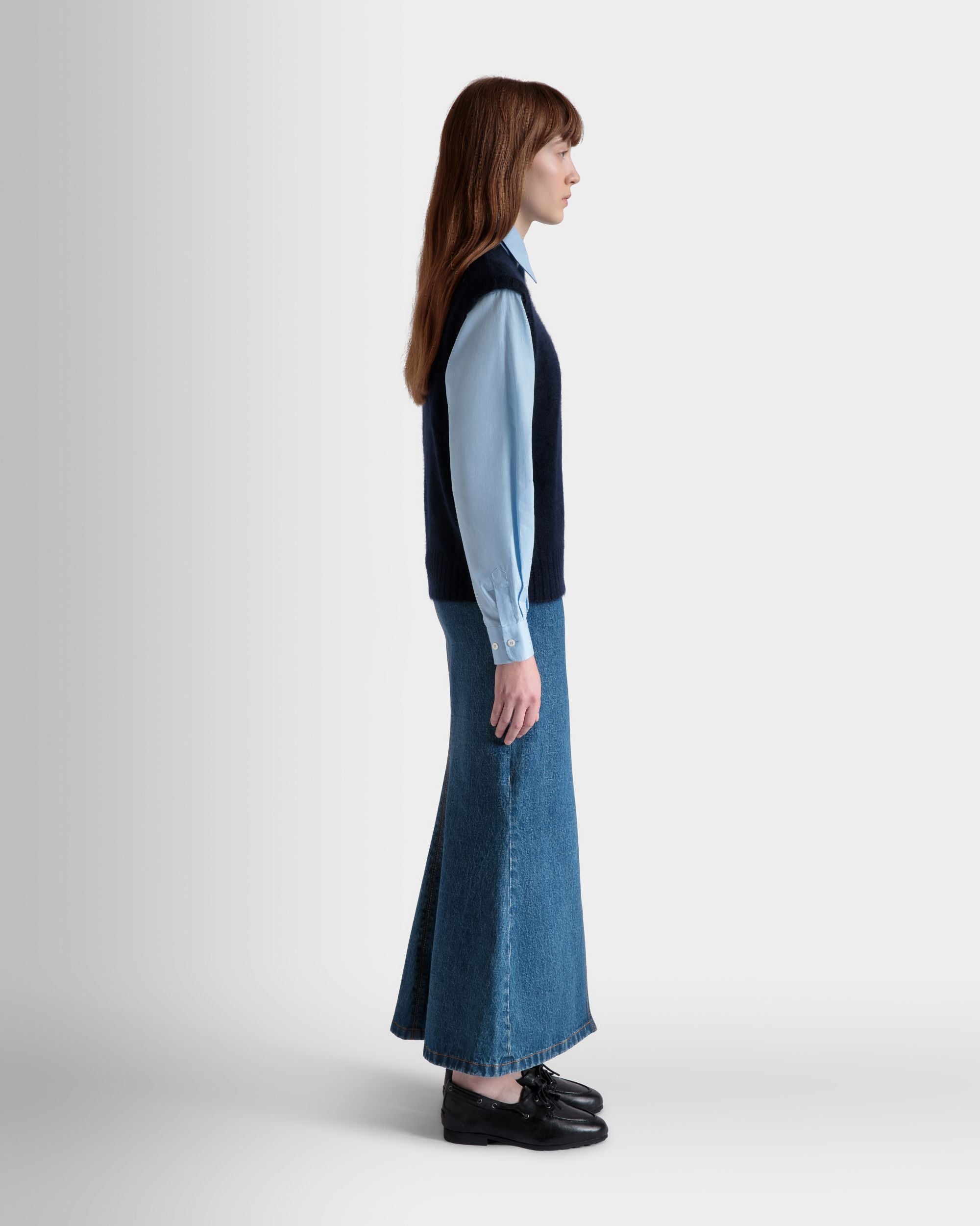 Strickweste Aus Mohair Und Seide In Navy Blue - Damen - Bally - 05